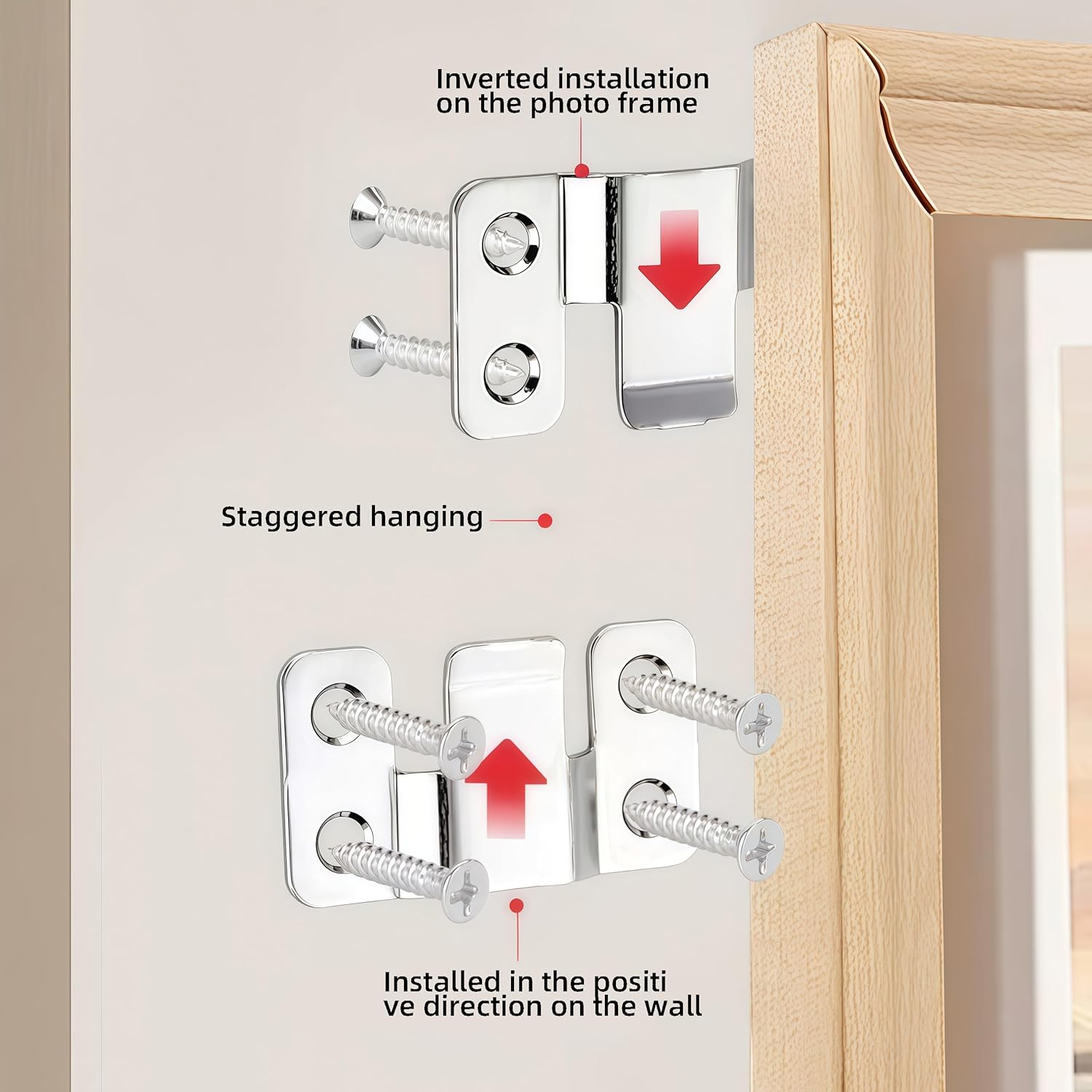 2 Inches Picture Hanger Supports 30Lbs - Interlocking Wall Mounting Bracket Hardware Kit for Hanging Mirrors, Picture, Shelf, Whiteboard, Art, Frames -10 Pack image number 3