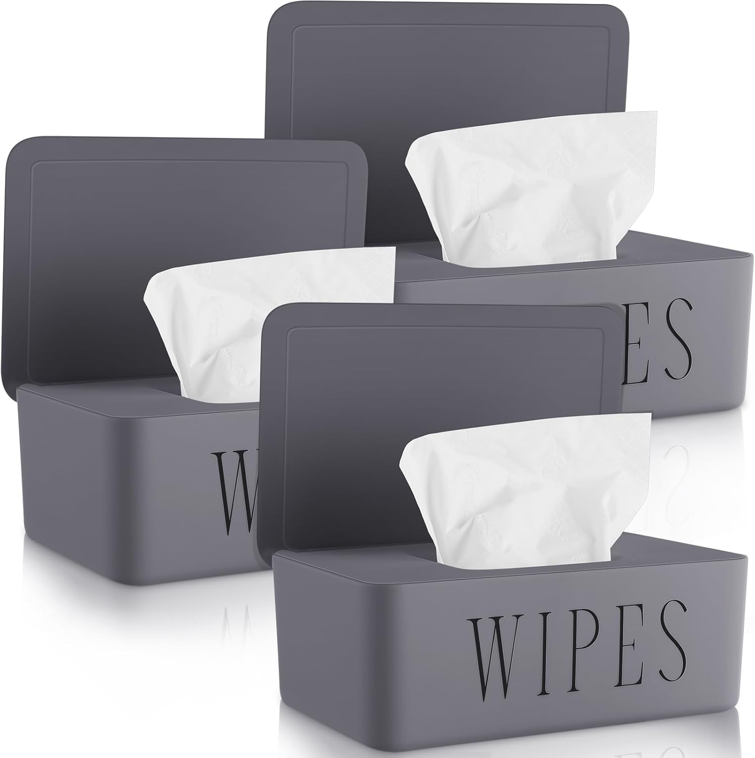 3 Pack Baby Wipes Dispenser Holder Wipe Container for Bathroom with Lid Toilet Tissue Paper Storage Refillable Box for Home Office Cars(Small,Black)