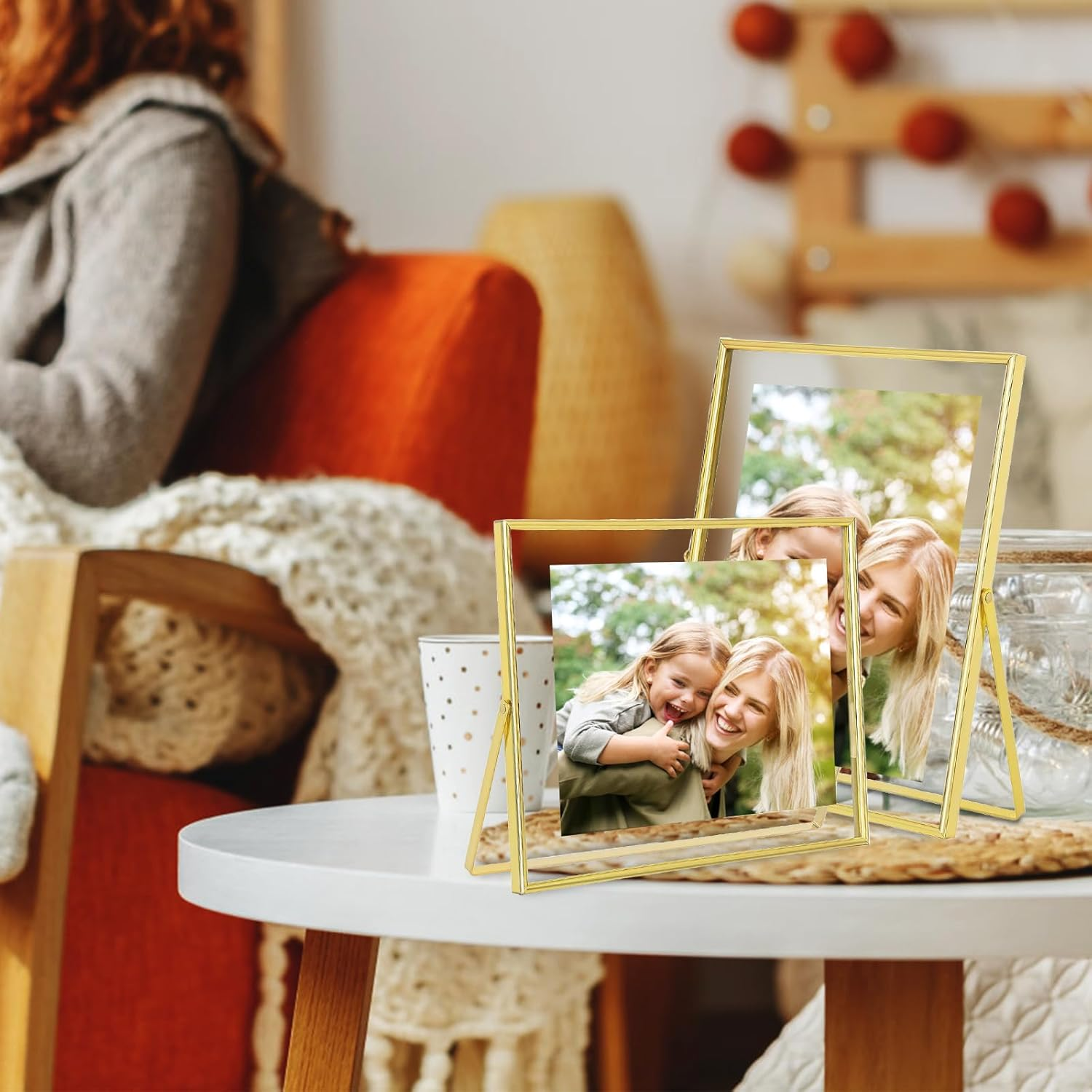 6 Inch Picture Frame, 10X15Cm Photo Frame Floating Frame in Metal with Acrylic Glass, Children'S Art Photo Frame, Table Decoration for Bedroom Desk Living Room Gallery, Vertical + Horizontal (Gold) image number 1