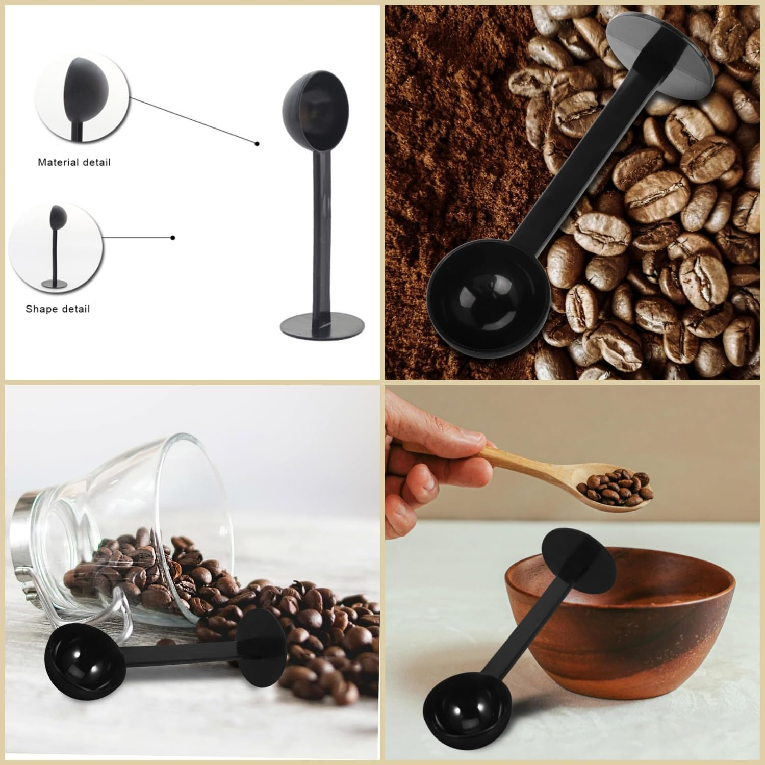Taicols 2-In-1 Espresso Coffee Bean Spoon Tamping Scoop Tamper Tea Tool for Coffee Bean Spoon Coffee Measuring, about Coffee, Tea and Espresso, Machine Powder Spoon Coffee Kitchen Tool, Plastic image number 4