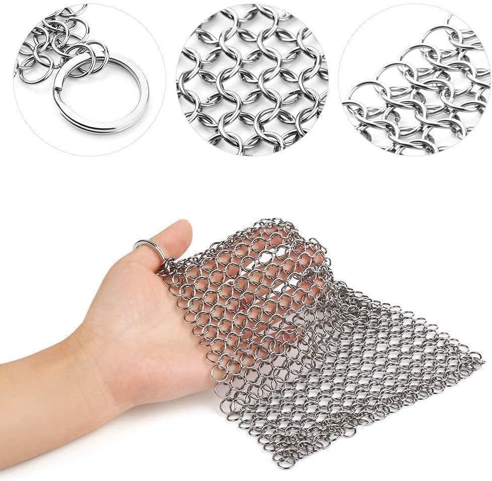 8"X6" 316L Stainless Steel Cast Iron Cleaner for Cleaning Cast Iron Pan Pre-Seasoned Pan Dutch Ovens Waffle Iron Pans Grill Skillet