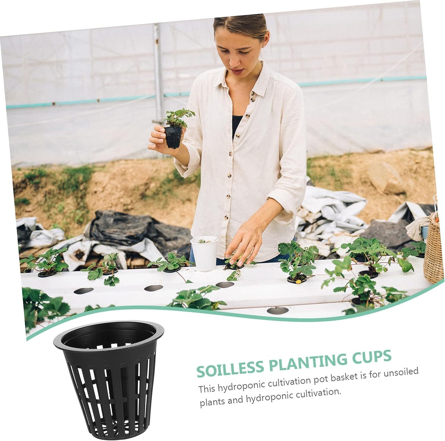 Housoutil Planting Basket Orchid Pots Hydroponic Planter Plants Pots Hydroponics Net Basket Plastic Net Cups Orchid Nursery Garden Slotted Cups Plant Nursery Black Small 10Pcs image number 2