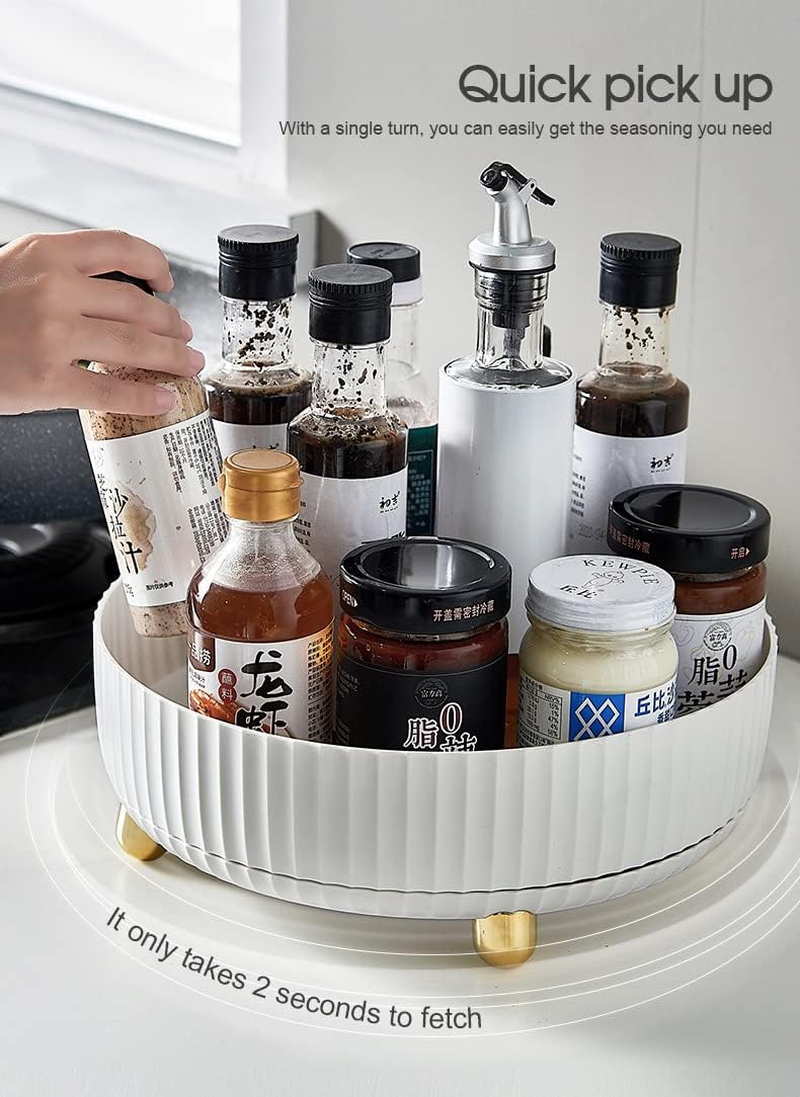Tootoo Rotating Kitchen Shelf Cupboard Spice Jars Storage Tray Rack Turntable Organiser image number 2