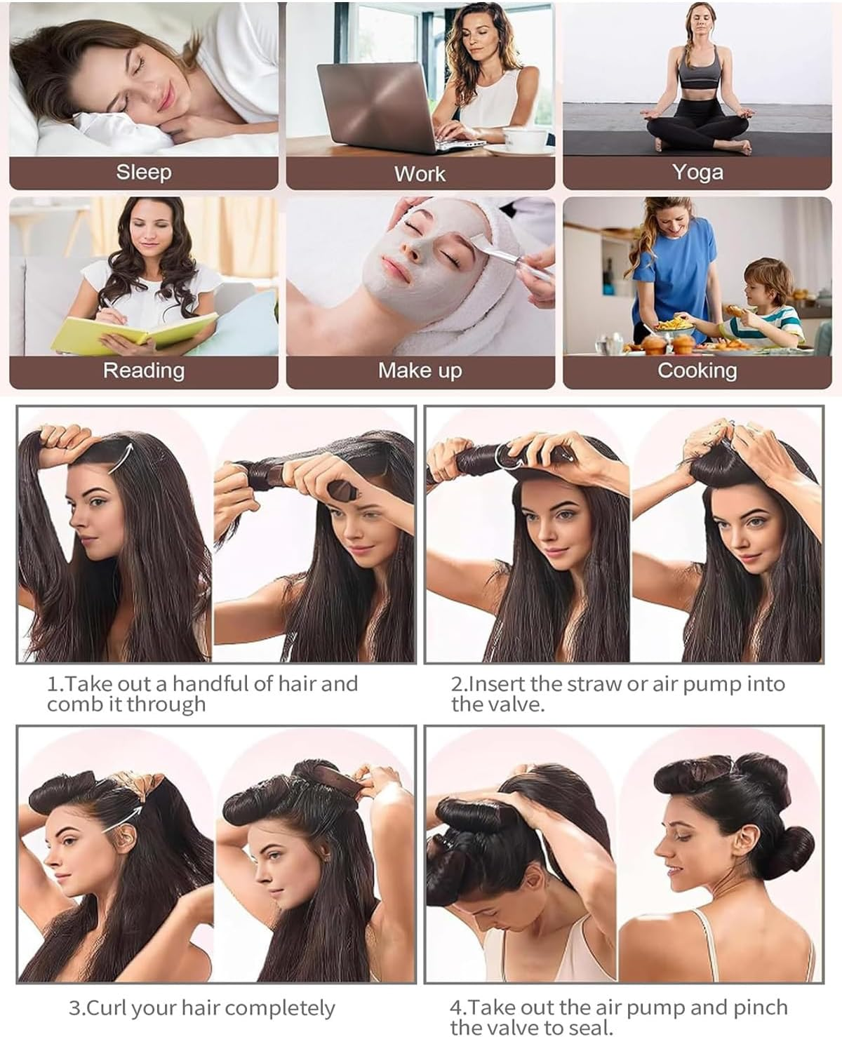 JUKOTA Heatless Curls Band, Overnight Curls without Heat for All Hair Types, Heatless DIY Blowout Hair Curler for Sleeping, Overnight Curling Tape for Long Medium Hair, Pack of 3 image number 3