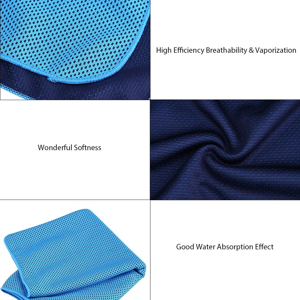 Cyrank Cooling Towel, Cooling Towels for Neck and Face, Ice Towels for Sports Soft Breathable Microfiber Cool Towel for Fitness, Camping, Running, Workout(Blue) - Green image number 4