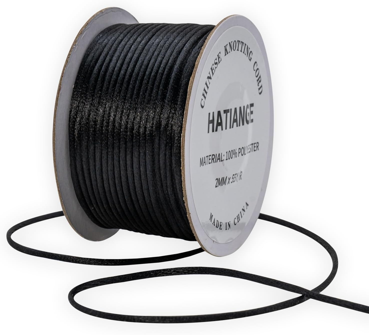 2Mm Black Satin Rattail Cord String for Jewelry Making Bracelet Necklaces Beading Thread Macrame Chinese Knot Craft -50Meters