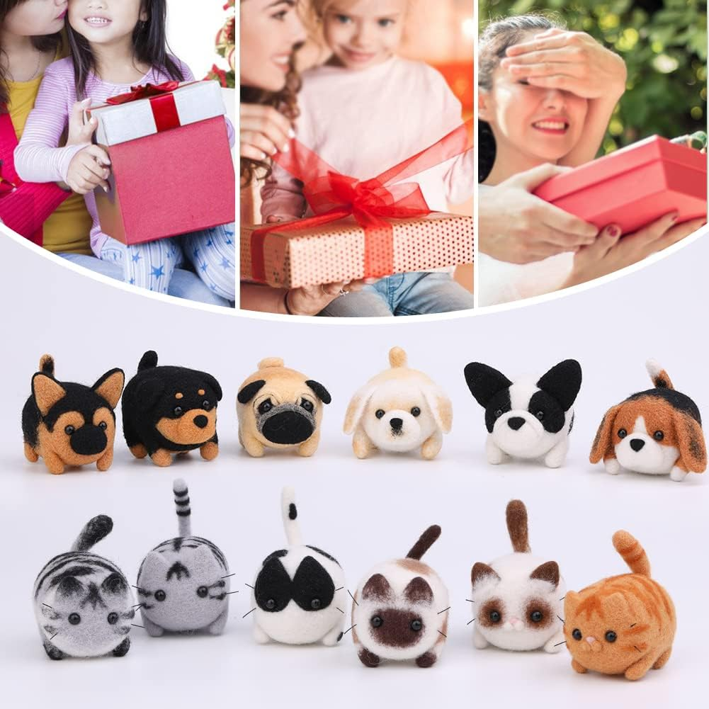 Needle Felting Kit，12 Pieces Doll Making Wool Needle Felting Starter Kit with Instruction,Felting Foam Mat and DIY Needle Felting Supply for DIY Craft Animal Home Decoration Birthday Gift image number 6