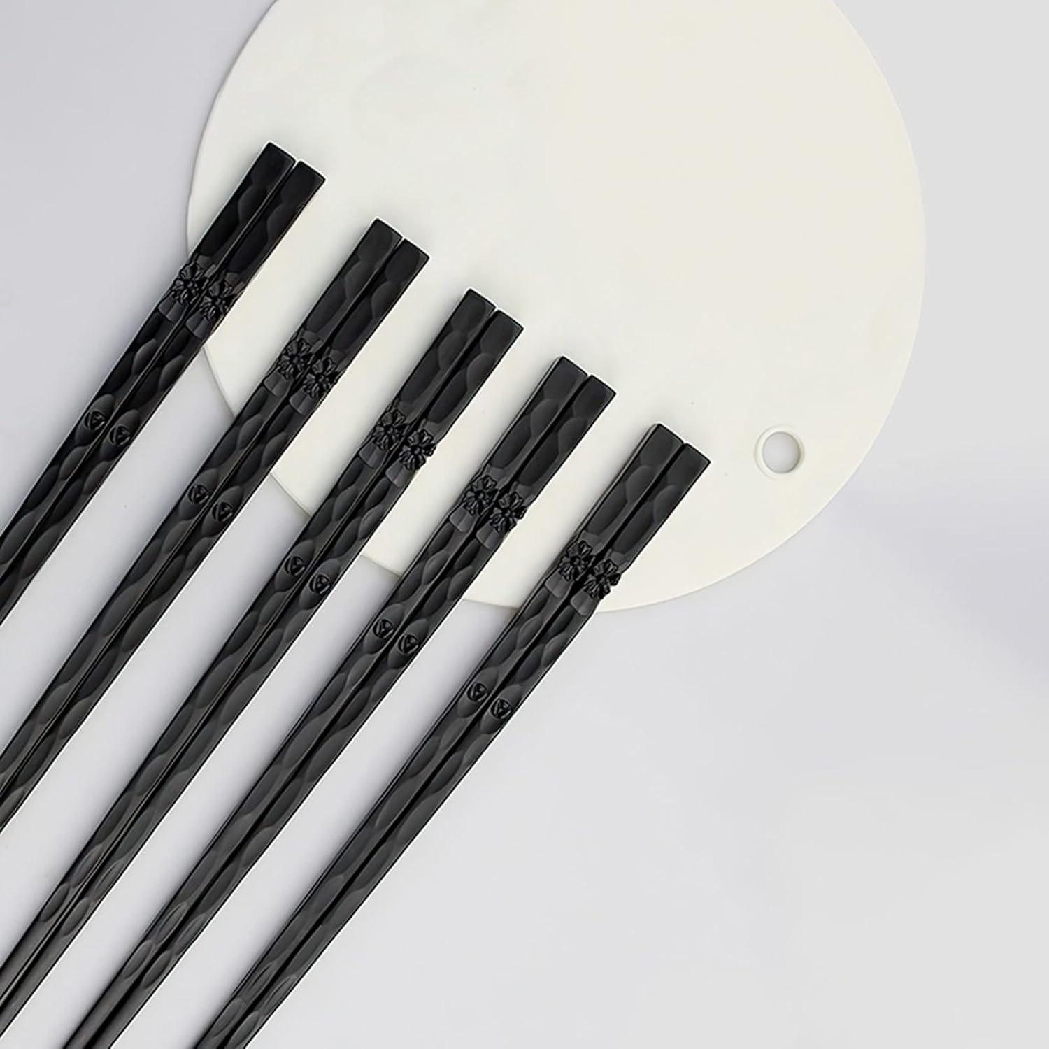 Tiokin 5 Pair of Fiberglass Reusable Chopsticks Lightweight Non-Slip Chopstick ,Japanese Style Chop Sticks Set ,Healthy and Durable Dishwasher Safe(Black) image number 3