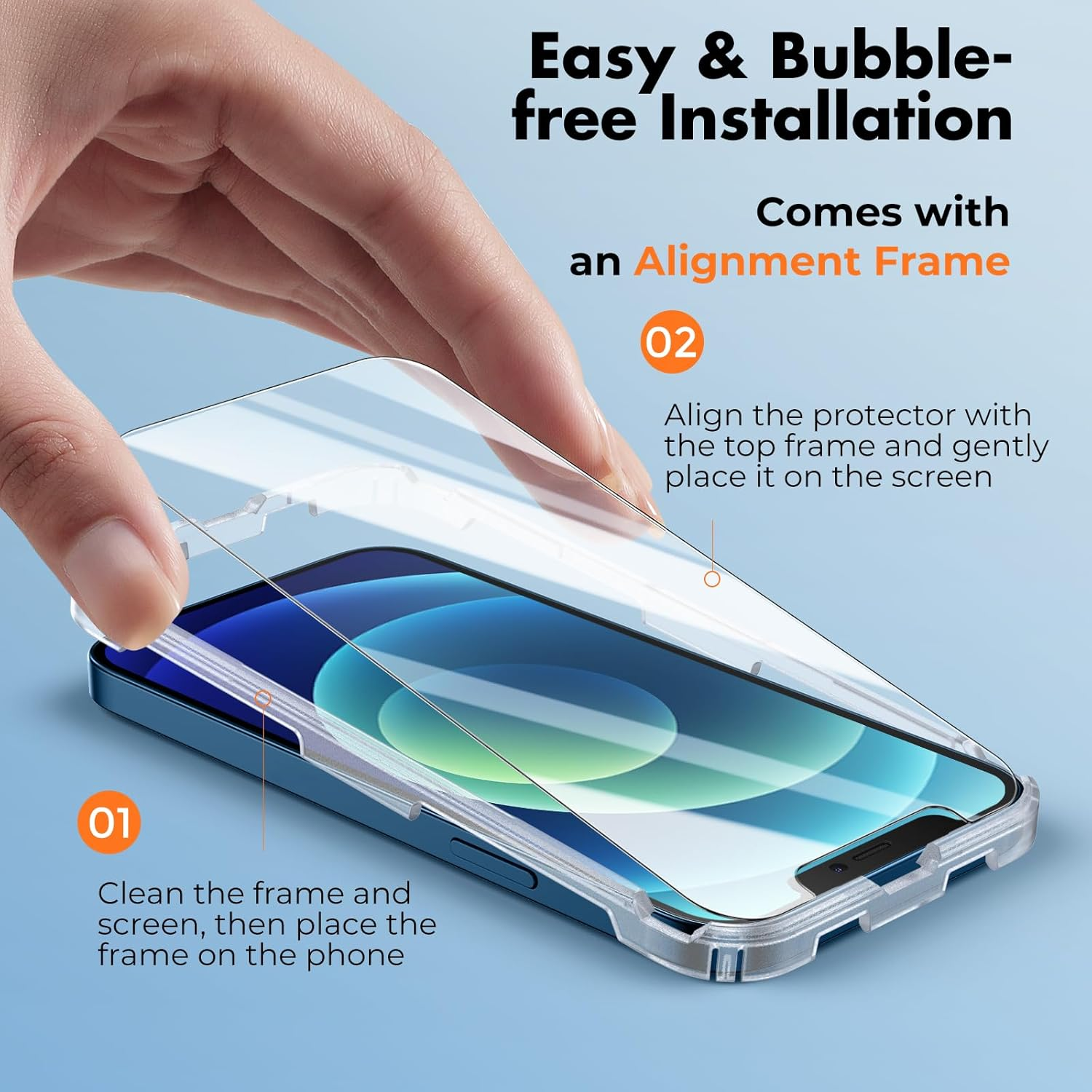 Unbreakcable Tempered Glass Screen Protector for Iphone 12 and 12 Pro, Pack of 3, 9H Hardness Protective Glass, 2.5D Double Defense Screen Protector, Scratch-Resistant, Anti-Fingerprint And image number 4