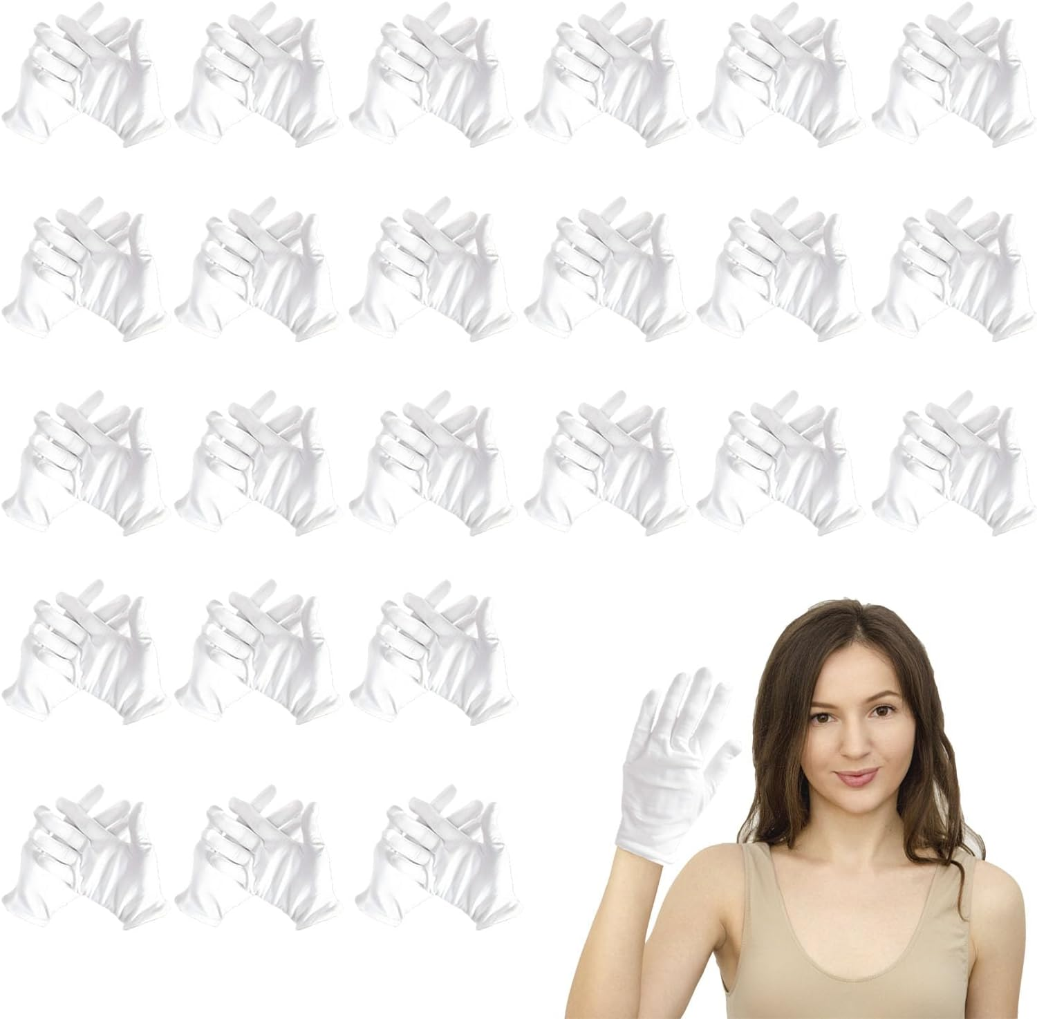 48 Pcs (24 Pairs) White Cotton Gloves, Large Archival Photo Gloves for Handling Art Working Photography Men & Womens Cloth Gloves Liners Bulk for Handling Jewelry, Film, Photo, Coin Metal Inspection image number 3