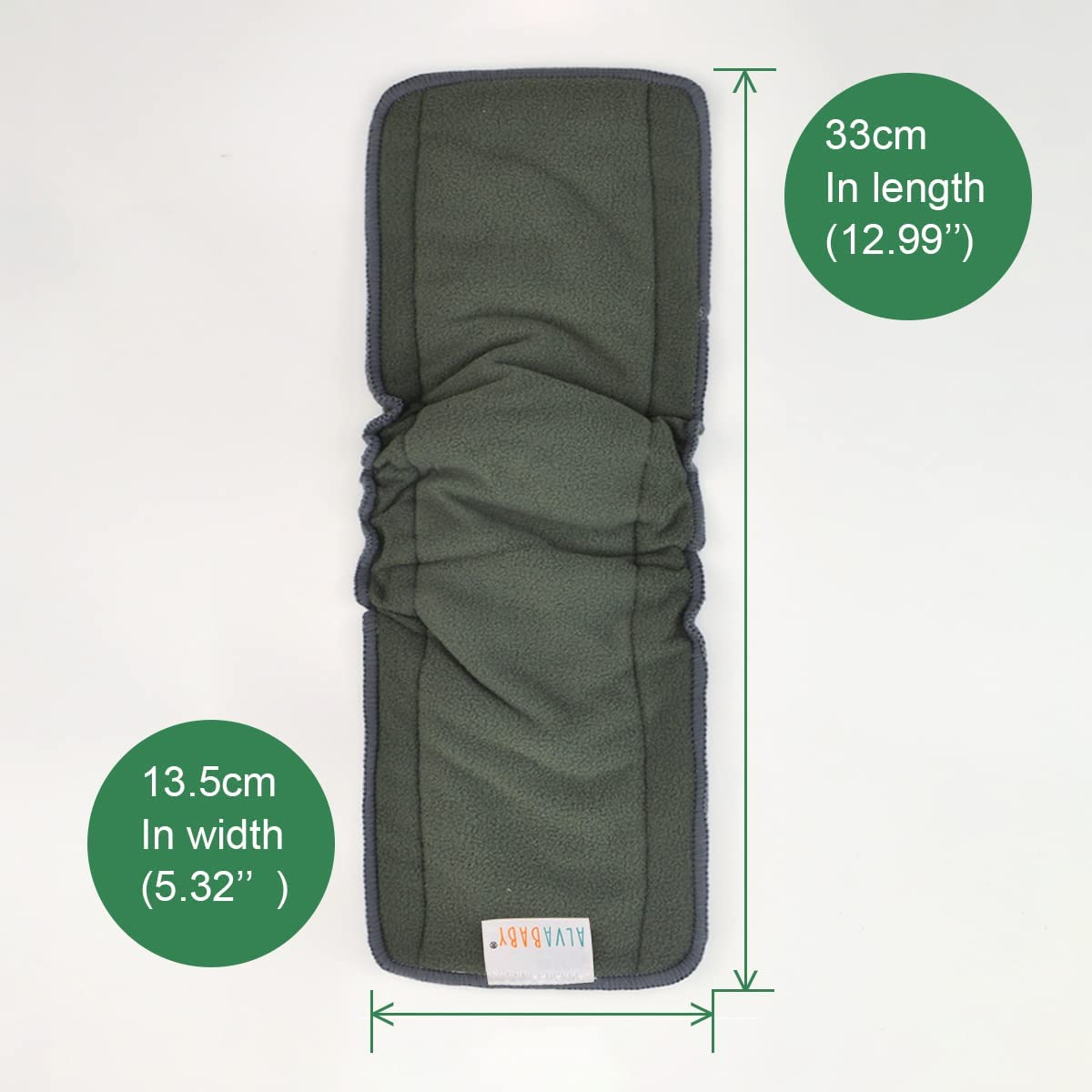 Alvababy 12Pcs Charcoal Bamboo Inserts with Gussets Cloth Diaper Liner Rayon 5-Layer Inserts Reusable Liners for Baby Cloth Diapers 12FLN