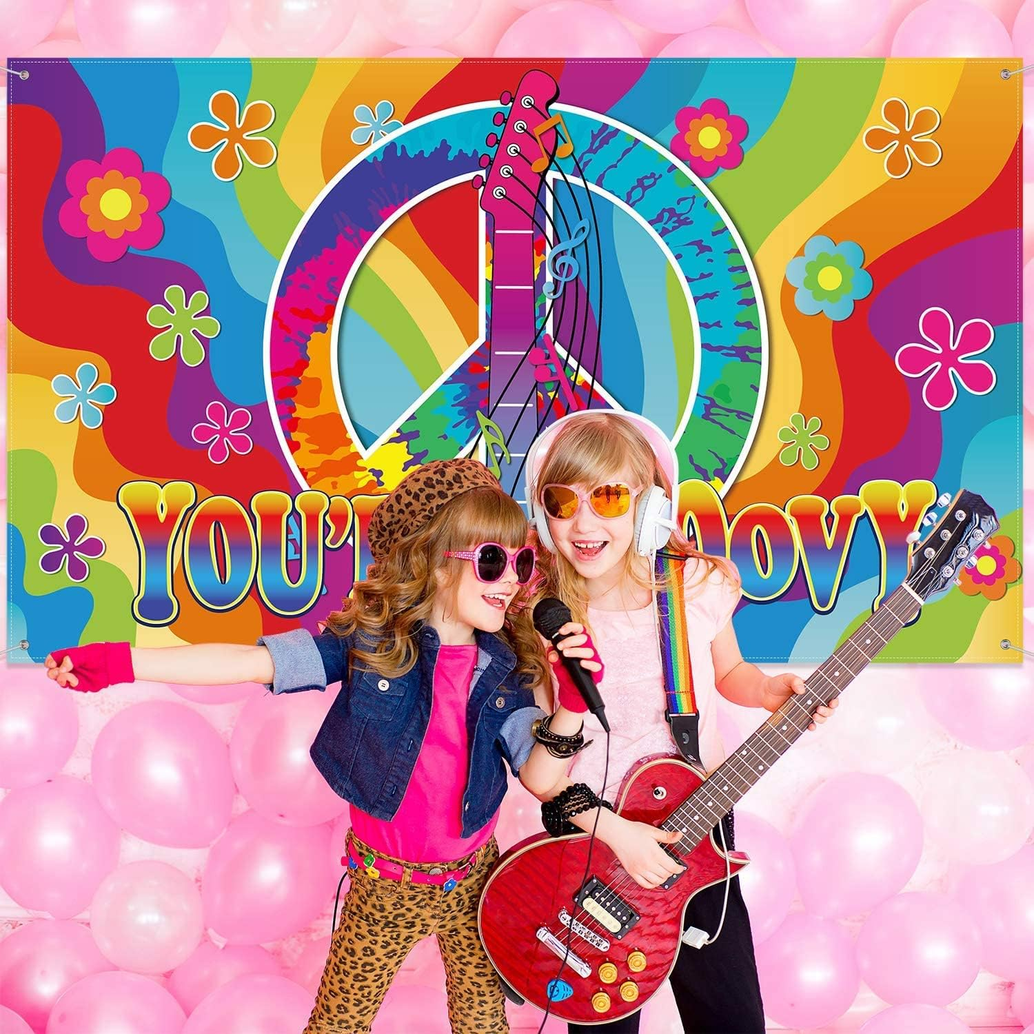 Groovy Sign 60'S Party Scene Setters Wall Decoration 60'S Theme Party Decorations, 60S Photo Backdrop Banner for Hippie Theme Groovy Party