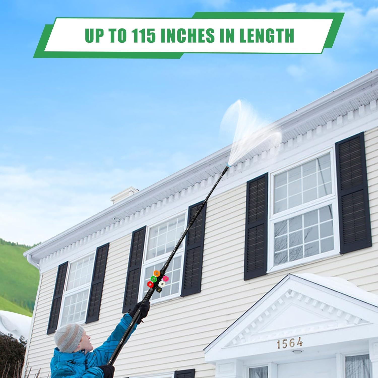 Upgrade Pressure Washer Extension Wand,Balabulala Power Washer Lance with 7 Spray Nozzle Tips, Gutter Cleaner Attachment Curved Rod,1/4" Quick Connect,Anti-Leaked Ring Replacement image number 2