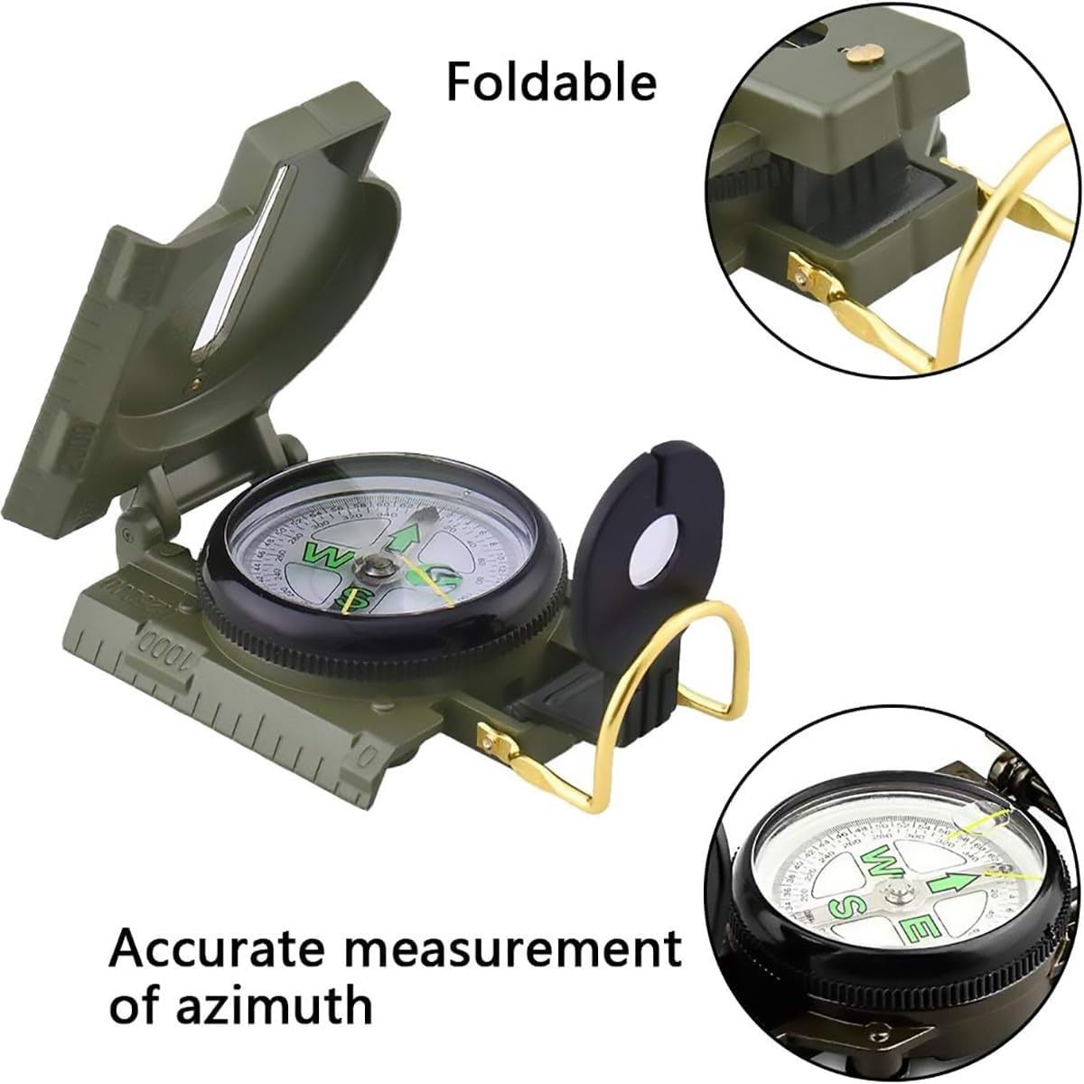 AIMALL Metal Compass DC45-2A with Magnifying Glass Portable Army Green Outdoor Navigation Tool for Hiking Camping Orienteering 3.03X2.28In