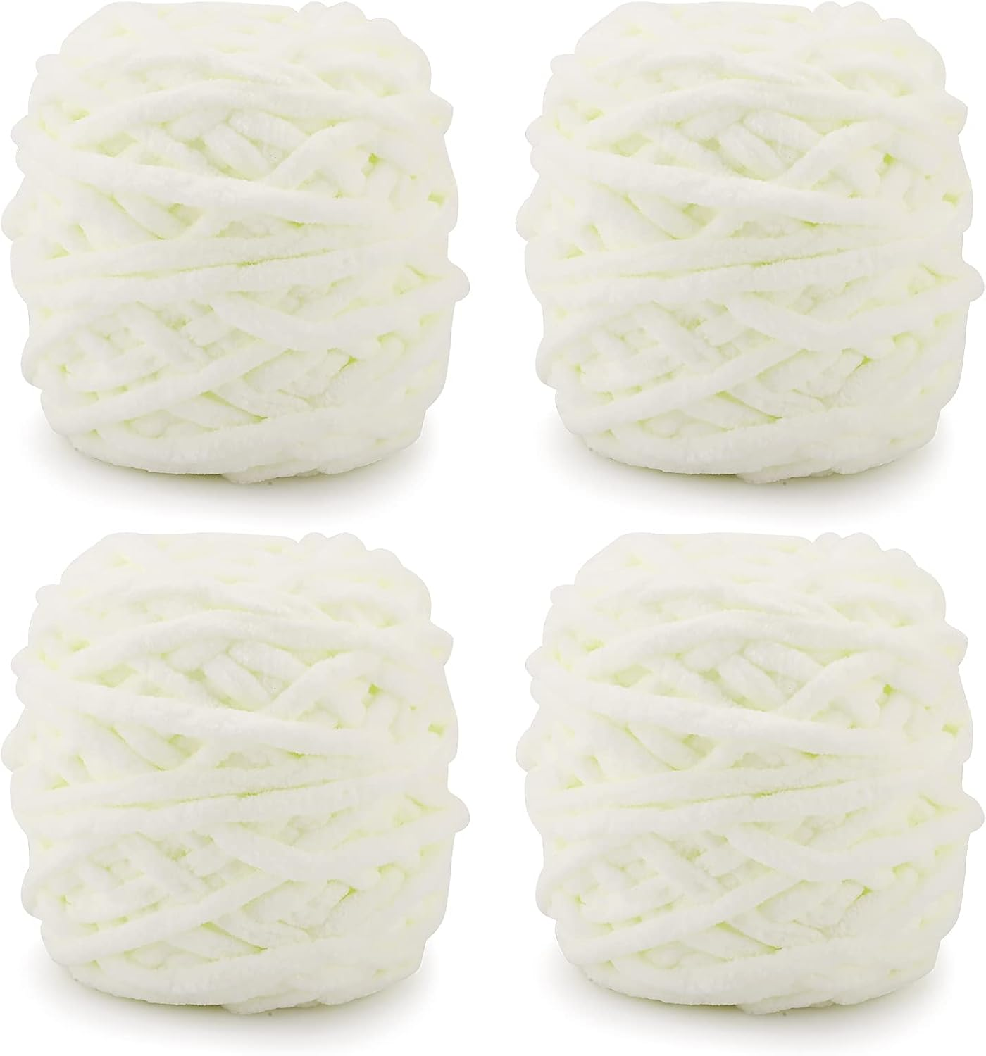 Knitting Wool Yarn 4 X 100G Multi-Colored Knitting Yarn for Crochet, Soft Chunky Yarn for Yarn Projects Making Plush Balls Handmade Bags Sweaters Shoes Hats Sweaters Blankets Scarves,White