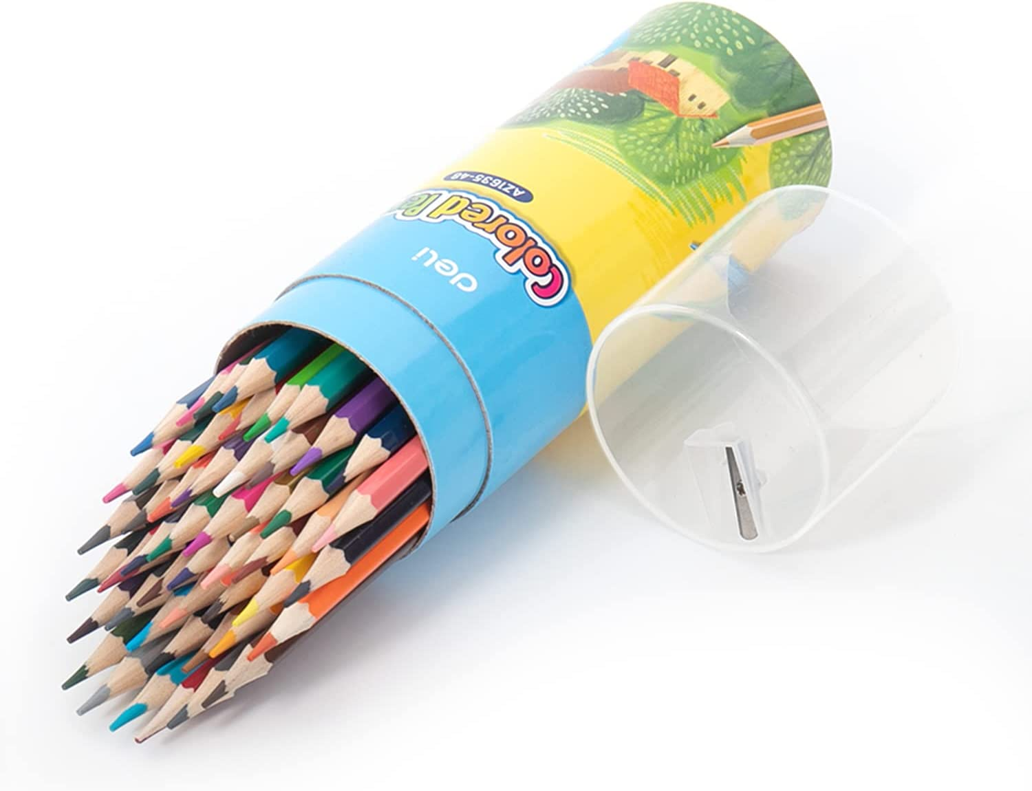 Deli 48 Pack Colored Pencils with Built-In Sharpener in Tube Cap, Vibrant Color Presharpened Pencils for School Kids Teachers, Soft Core Art Drawing Pencils for Coloring, Sketching, and Painting image number 4