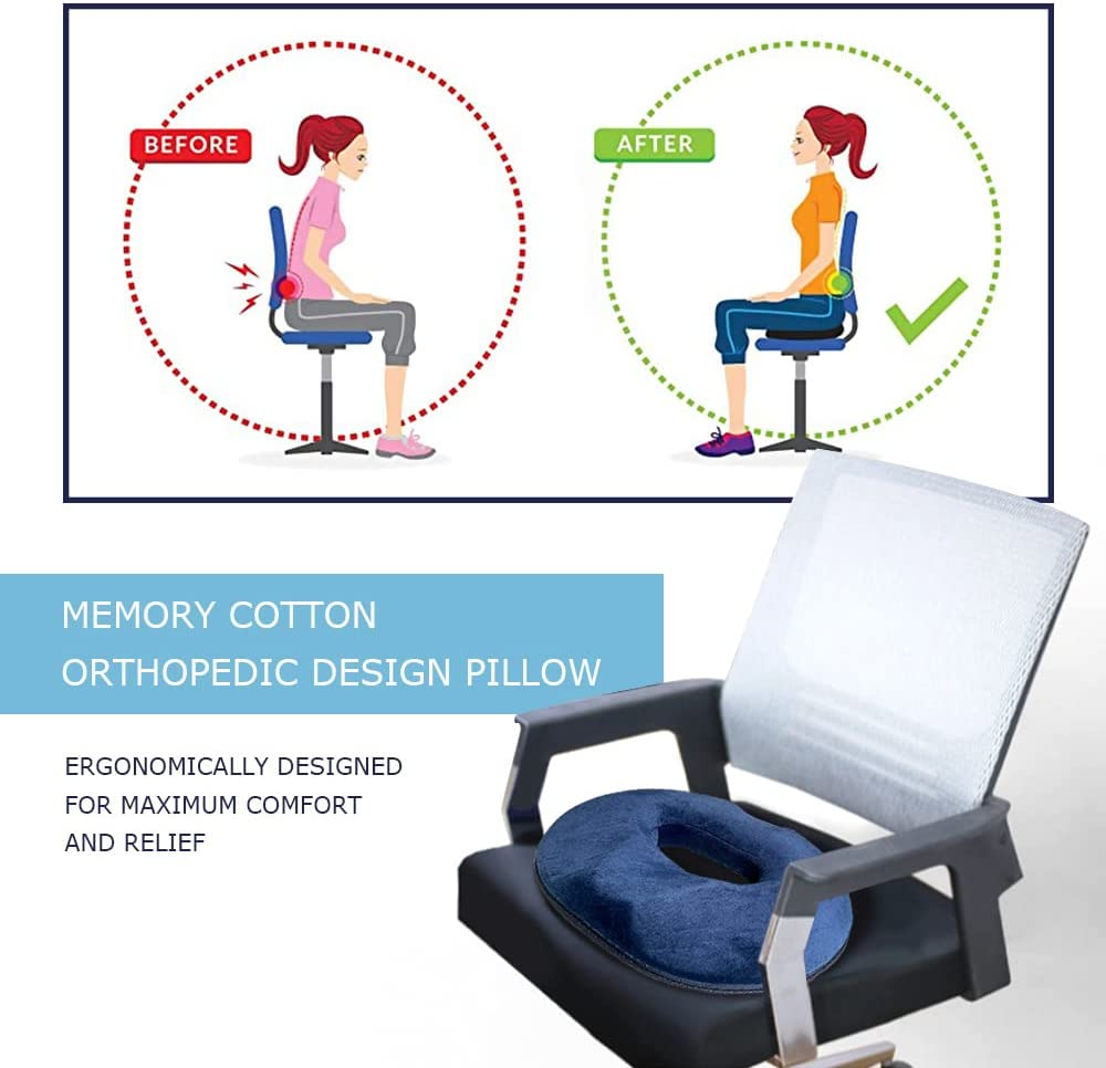 Upgrade Donut Pillow Seat Cushion Pearl Velour Memory Foam Donut Cushion for Tailbone Pain,Coccyx,Back,Hemorrhoids,Pressure Sores Relief, for Home, Office Chair, Wheelchair,Car Seat Cushion image number 2