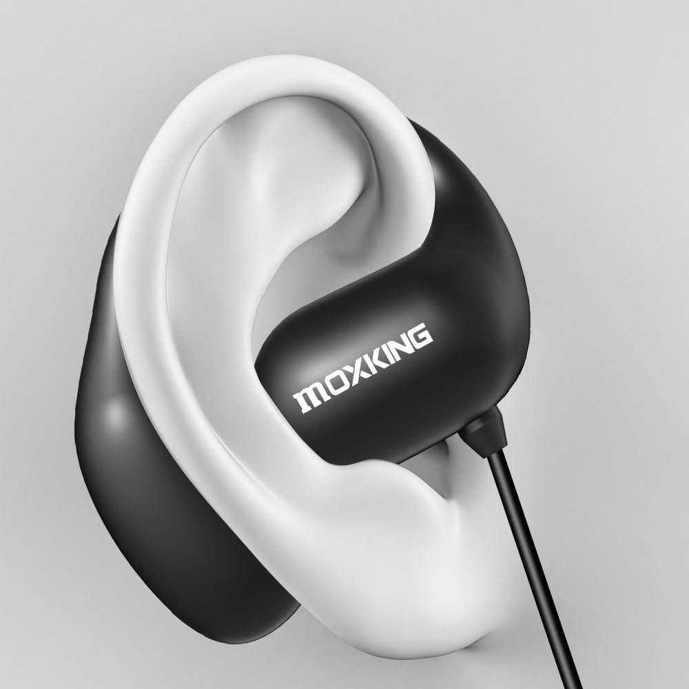 MOXKING Wired Open-Ear Earphone with Microphone Volume Control & Calls with In-Line Controls, 3.5Mm Jack, and Wrap around Over-Ear Hook image number 3