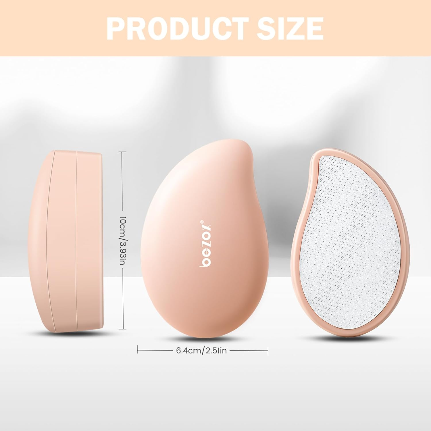 BEZOX 3-In-1 Nano Glass Callus Remover & Stainless Steel Callus File, Highly Effective Callus Remover for Velvety Soft Feet, Callus Rasp for Callus Remover, Strong Callus Dead Skin Foot Scraper - Warm Apricot image number 6