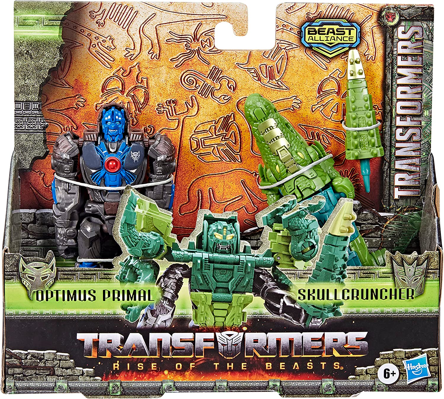 Transformers: Rise of the Beasts Movie, Beast Alliance, Beast Combiners 2-Pack Optimus Primal & Skullcruncher Toys, Ages 6 and Up, 5-Inch image number 4