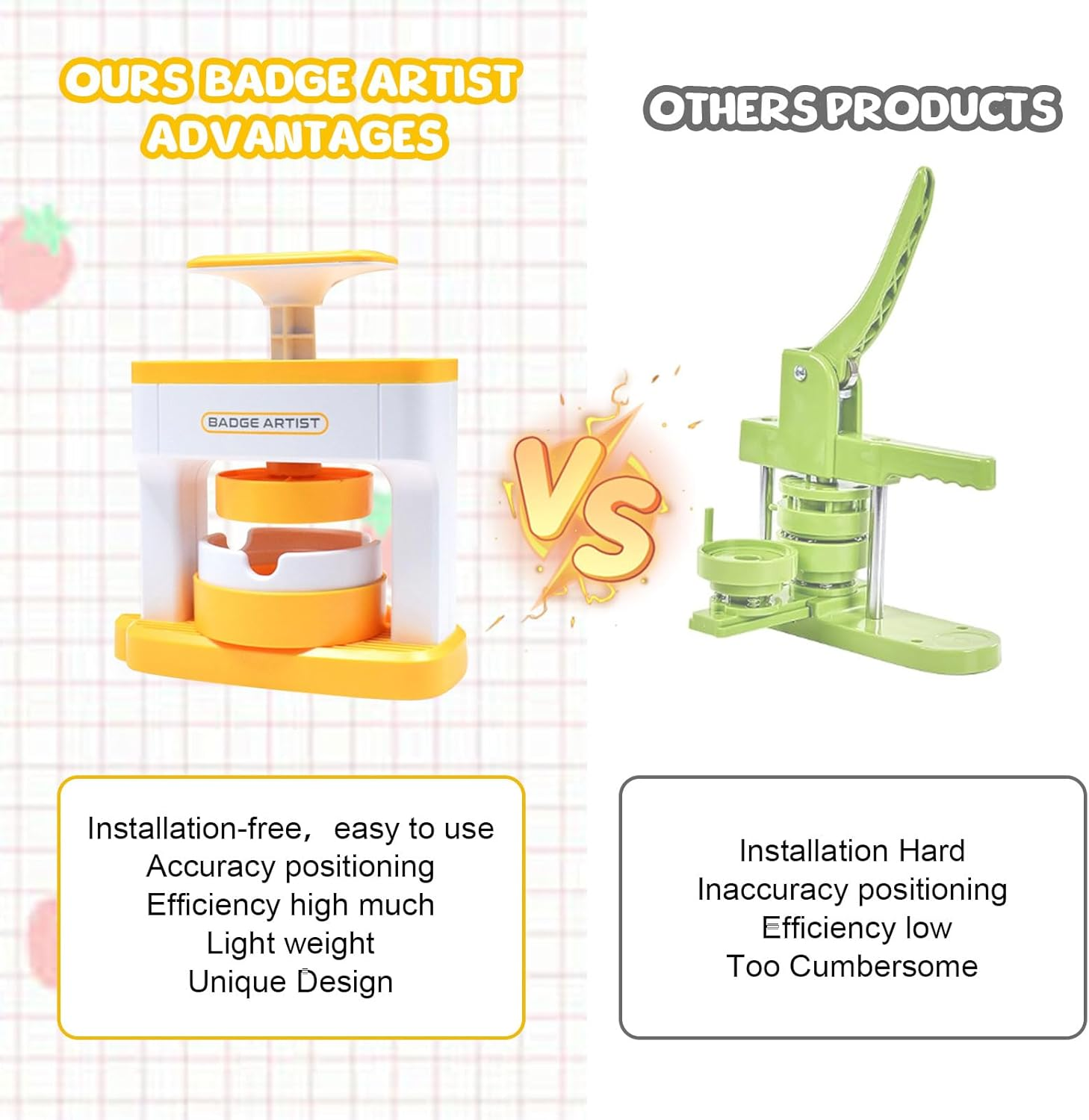 TOWEBOORY Button Maker Machine, 2.71Inch DIY Button Press Machine with Button Maker Supplies Pin Badge Maker Machine Circle Cutter for DIY Children School Projects and Party image number 5