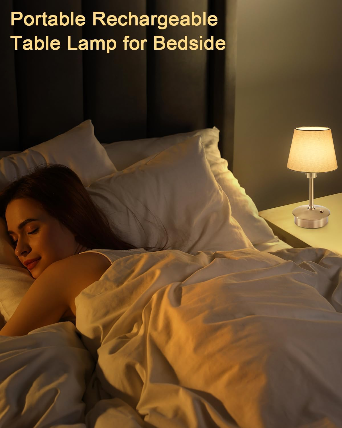 Small Cordless Table Lamp for Restaurant Bar, 5200Mah Rechargeable Battery Operated Portable Mini Dimmable Touch Desk Lamps Night Light for Bedside Kitchen Entryway Patio Outdoor Dining Table (Gold) image number 4