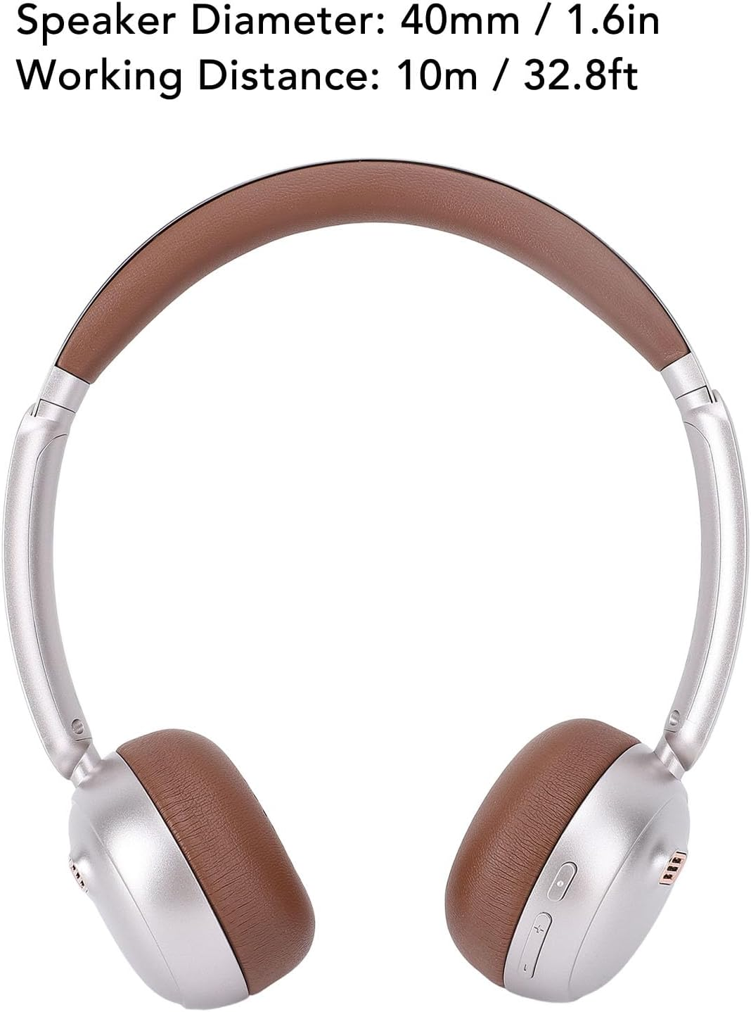 Retro Headphones, Bluetooth 5.4 Headphones over Ear Wireless Headset, 50H Playback, Matte Texture, 40 Mm Membrane, Lightweight Comfortable ANC Headphones for Travel Home (Brown) image number 6