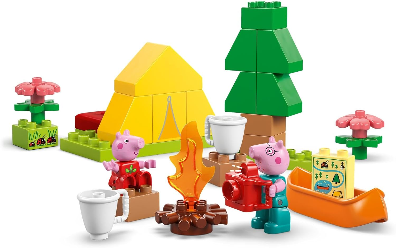 LEGO DUPLO Peppa Pig Camping Trip Kids Toy for 2+ Year Old Girls & Boys, Building Set for Toddlers with Tent, Canoe, and 2 Animal Figures Incl. Daddy Pig, Educational Colour Sorting Blocks 10452 image number 2