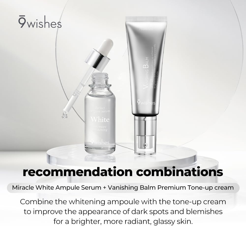 [9Wishes] Miracle White Ampule Serum 0.85Fl. Oz Whitening Serum - Bring Dull Skin Back to the Bright Side with 73% Rice Bran Water, Chemical Free, Natural Ingredients