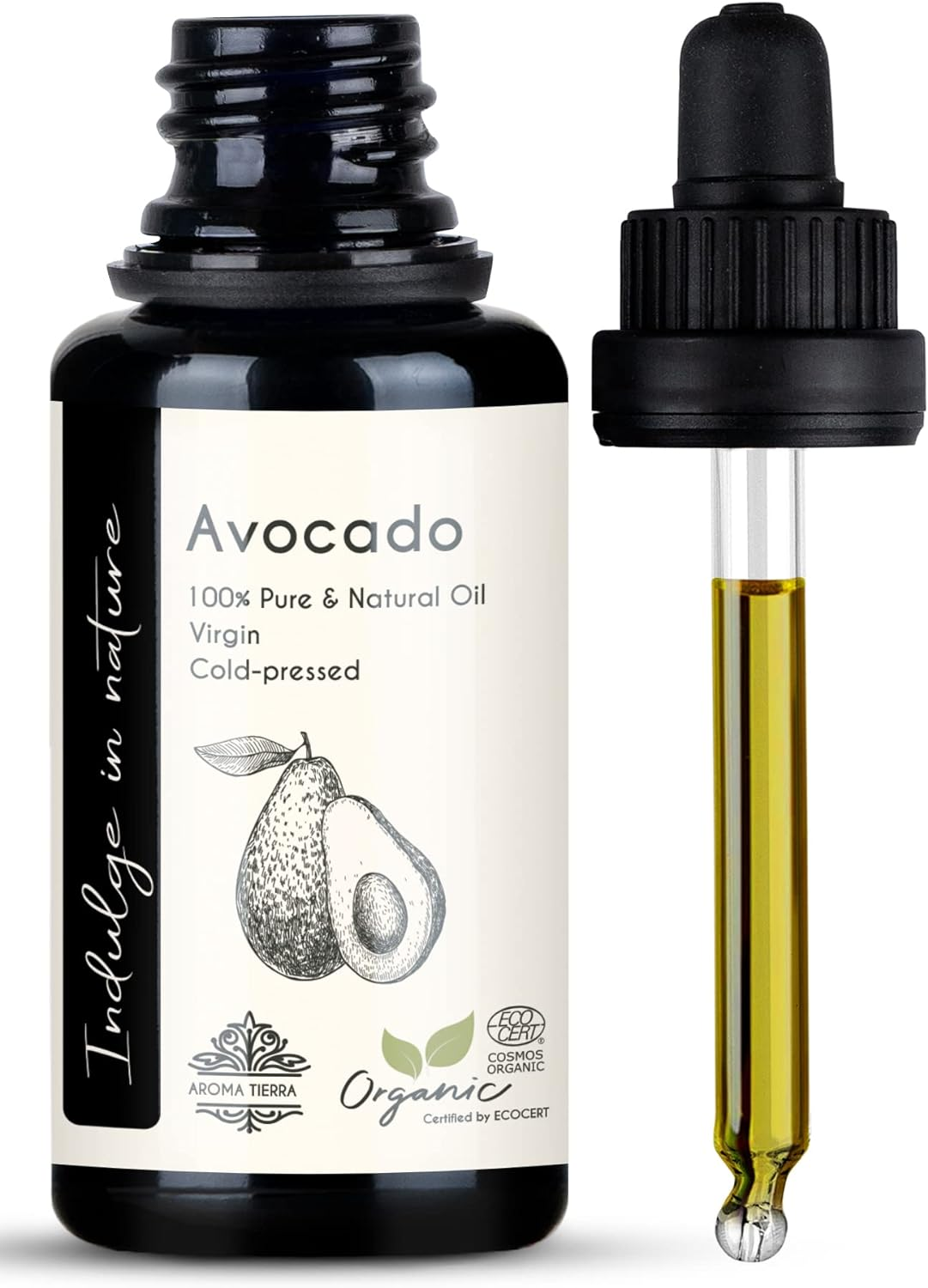 Aroma Tierra Organic Avocado Oil - 100% Pure Cold Pressed Food Grade - for Face, Skin, Hair Growth, Lips, Body - 30Ml image number 3