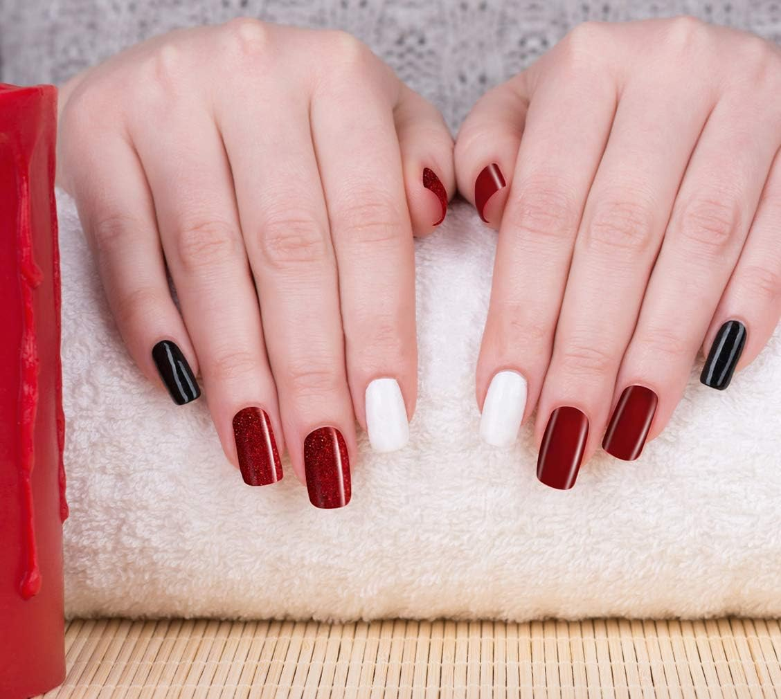 Vishine Gel Nail Polish Set - Red White Black Classic Series 6 Colors Gel Polish Set Kit LED Soak off Gel Polish 0.27 OZ 8ML