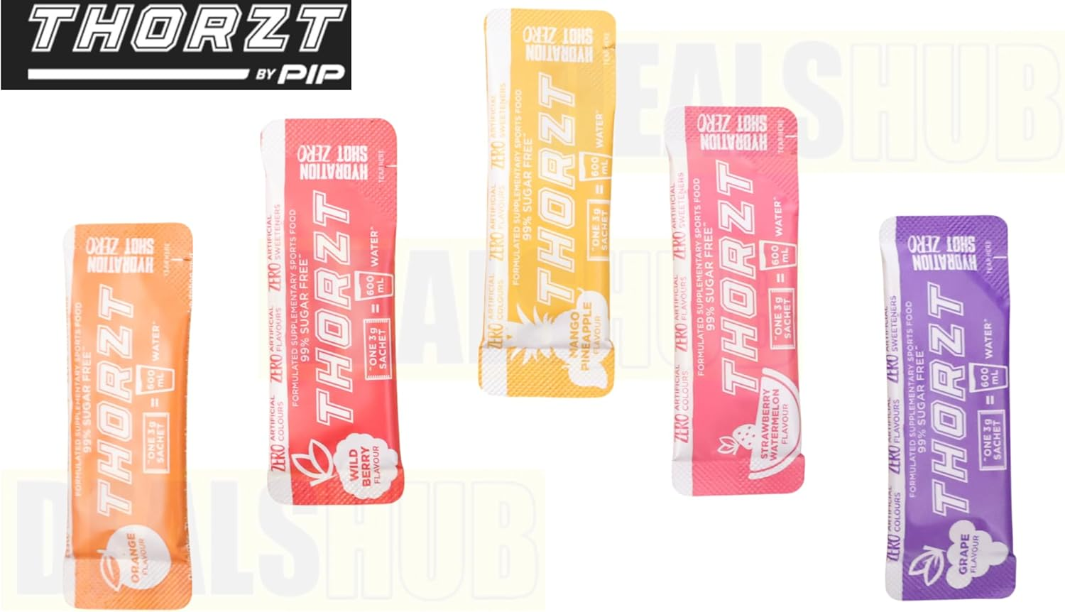 Thorzt Sugar Free Hydration Shot Zero Natural - Pack of 50 Sachets - Electrolyte (MIXED FLAVOURS) - Mango Pineapple - Grape - Orange - Strawberry Watermelon - Wild Berry image number 6