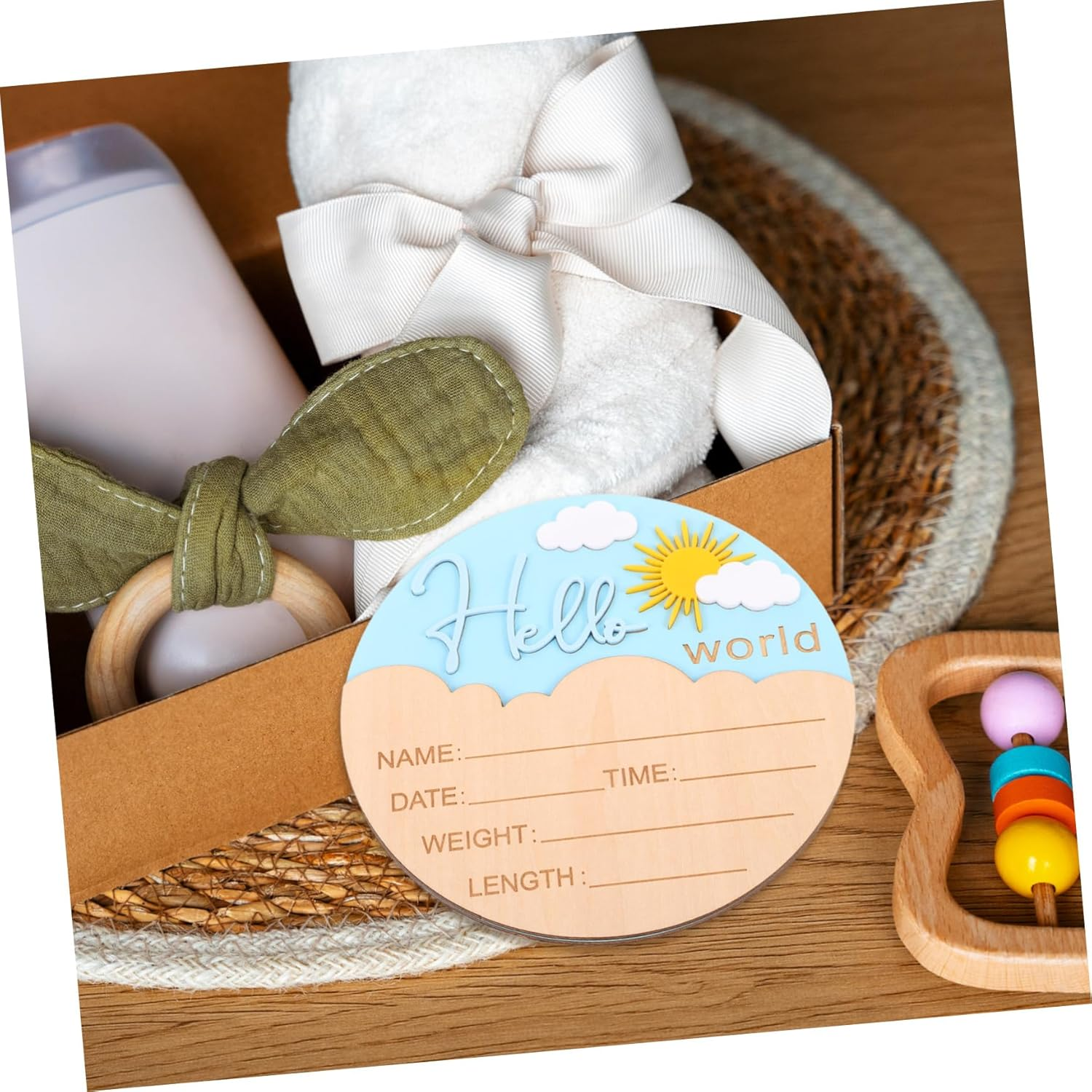 Wooden Newborn Announcement Sign Birth Name Plaque Unisex Welcome Photo Prop Shower Hospital Nursery Smooth Safe Keepsake