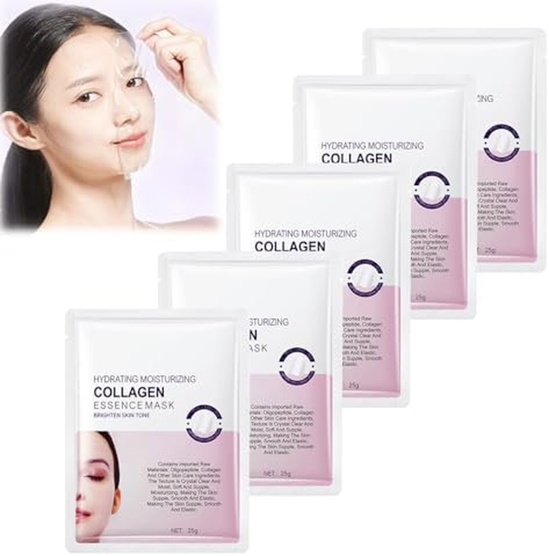 Skinqueen Bio Collagen Face Mask, Bio-Collagen Real Deep Mask, Hydrating Moisturizing Collagen Essence Mask, Bio Collagen Face Mask Overnight, Collagen Overnight Mask (10 PCS)