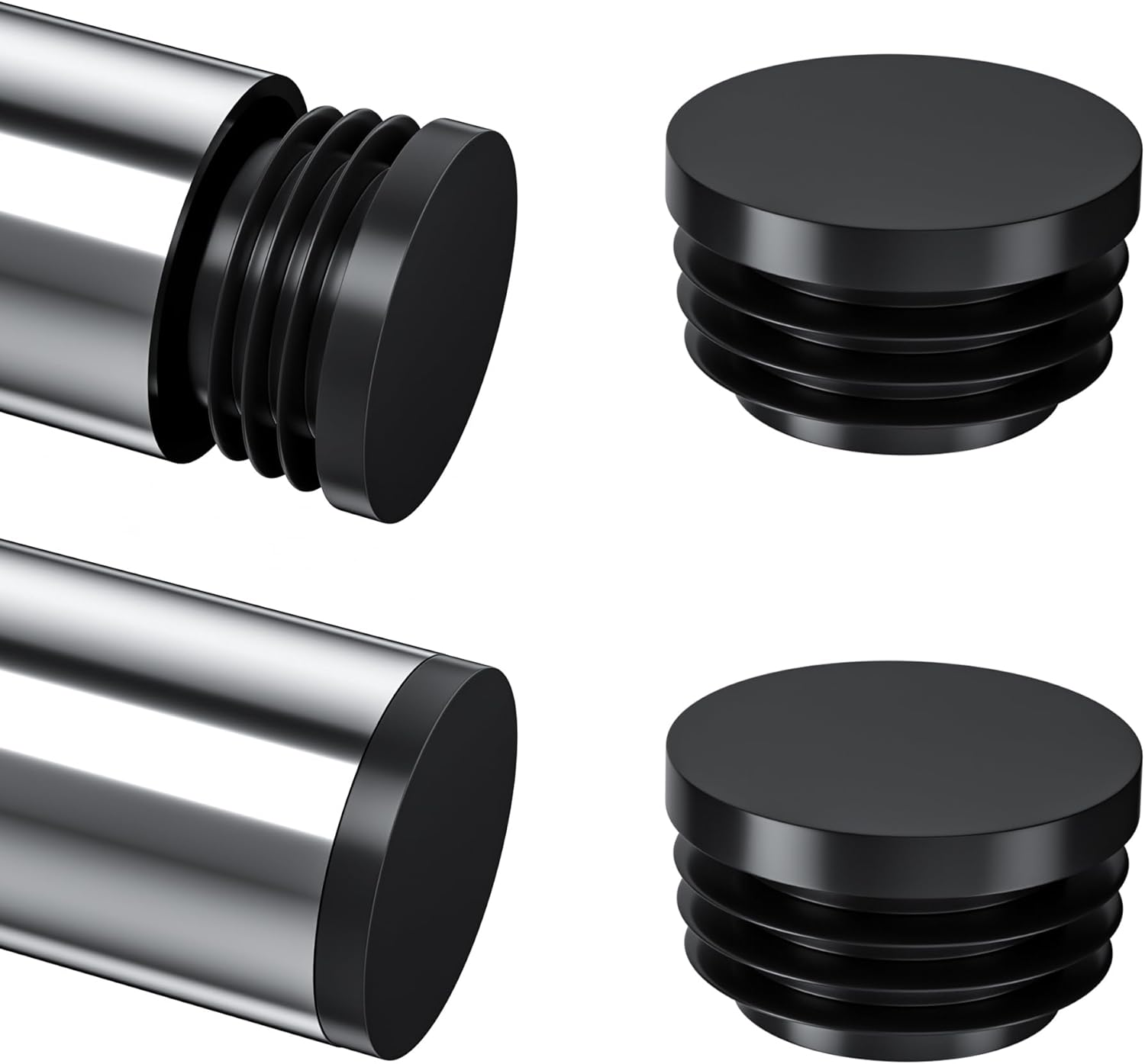 28 PCS Black round Tube Plastic Plugs End Caps (19Mm) image number 2