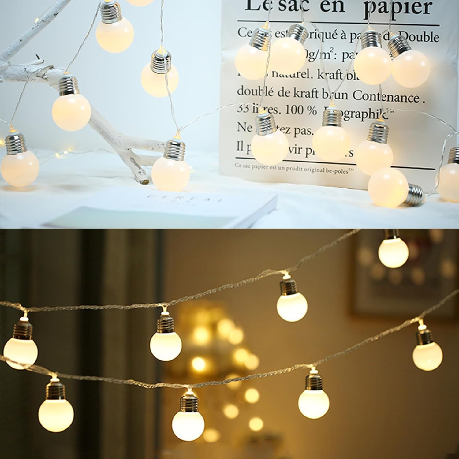 ENLACE LED Fairy Lights Bulbs, 1.5 M 10 LED Light Bulb, Party Fairy Lights, Battery Operated, 5 Cm Balls, Fairy Lights Balls for Wedding, Children'S Room, Christmas, Garden, Party Decoration image number 3