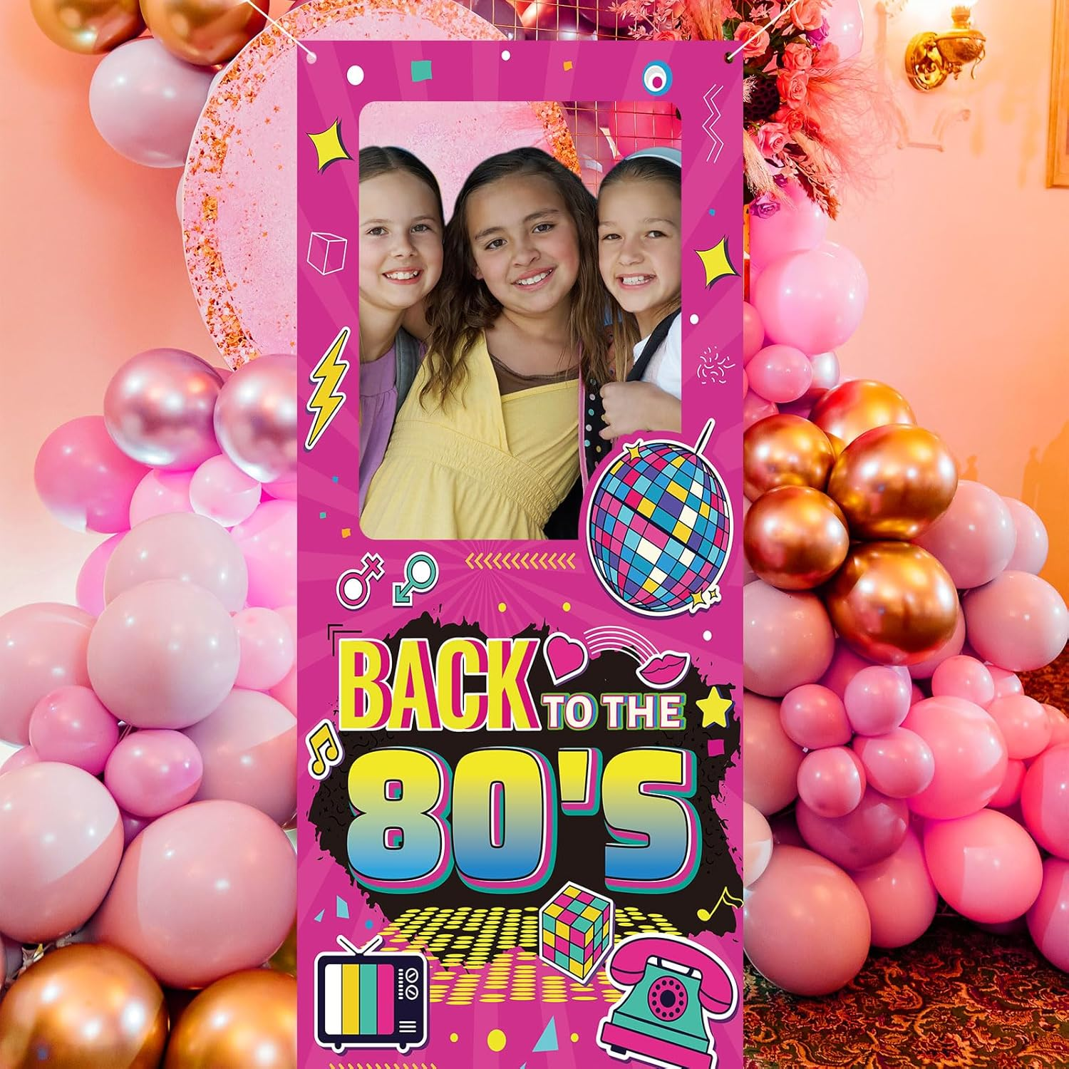 Back to 80S Photo Background, 180X90Cm Retro Disco Theme Party Background Decoration Colorful Birthday Photo Booth Frame Background for Retro Disco Rock Hip Hop Party Supplies image number 6