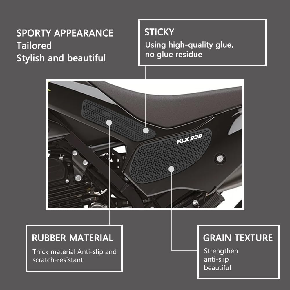 For KLX 230 S M KLX230S KLX230SM 2022 2023 Motorcycle Tank Pad Fuel Tank Sticker Accessories Fuel Tank Pad Anti-Slip Side Fuel Tank Pad Knee Pad Grip Pad image number 2