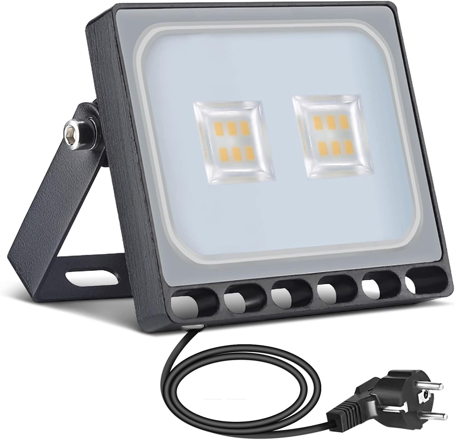 10 W LED Flood Light Spotlight with Plug Waterproof IP65 3000 K Warm White Ideal Wall Light Outdoor Lighting for Garden, Garage, Hotel image number 6