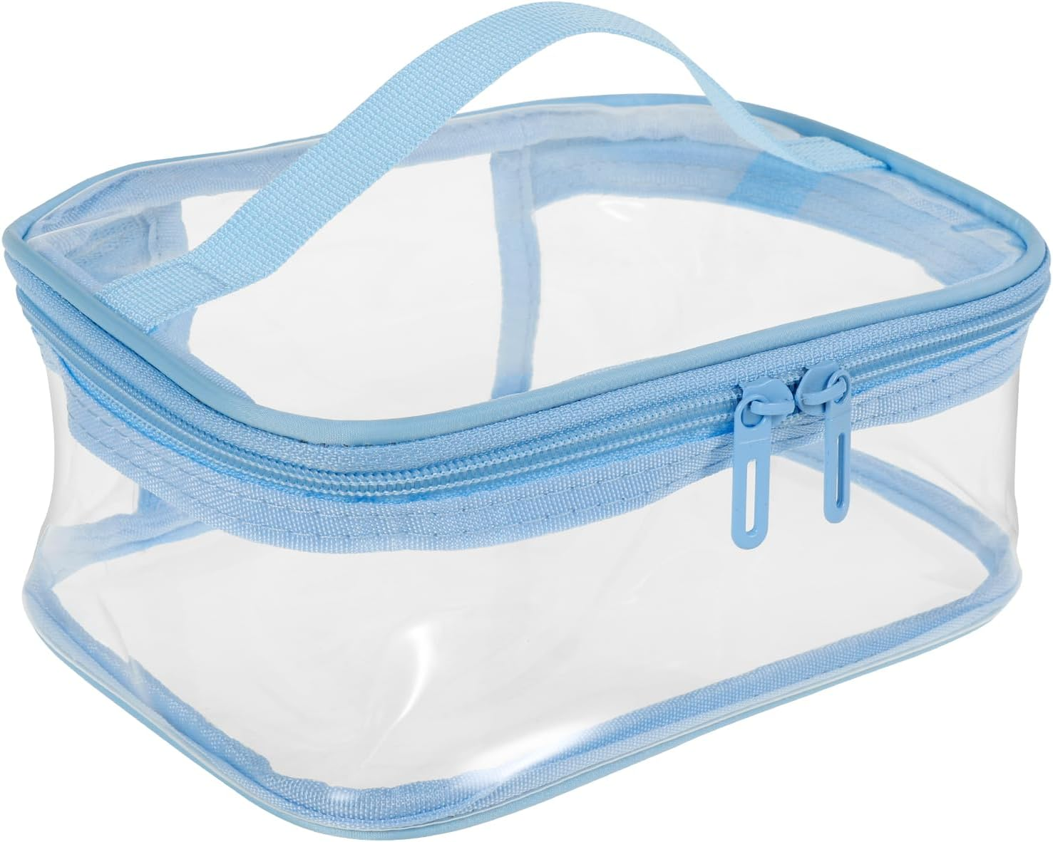 Makeup Bag Clear Toiletry Bag Travel Essentials Cosmetic Bag for Women Portable Traveling Carry on Airport Airline Compliant Bag (Pink)