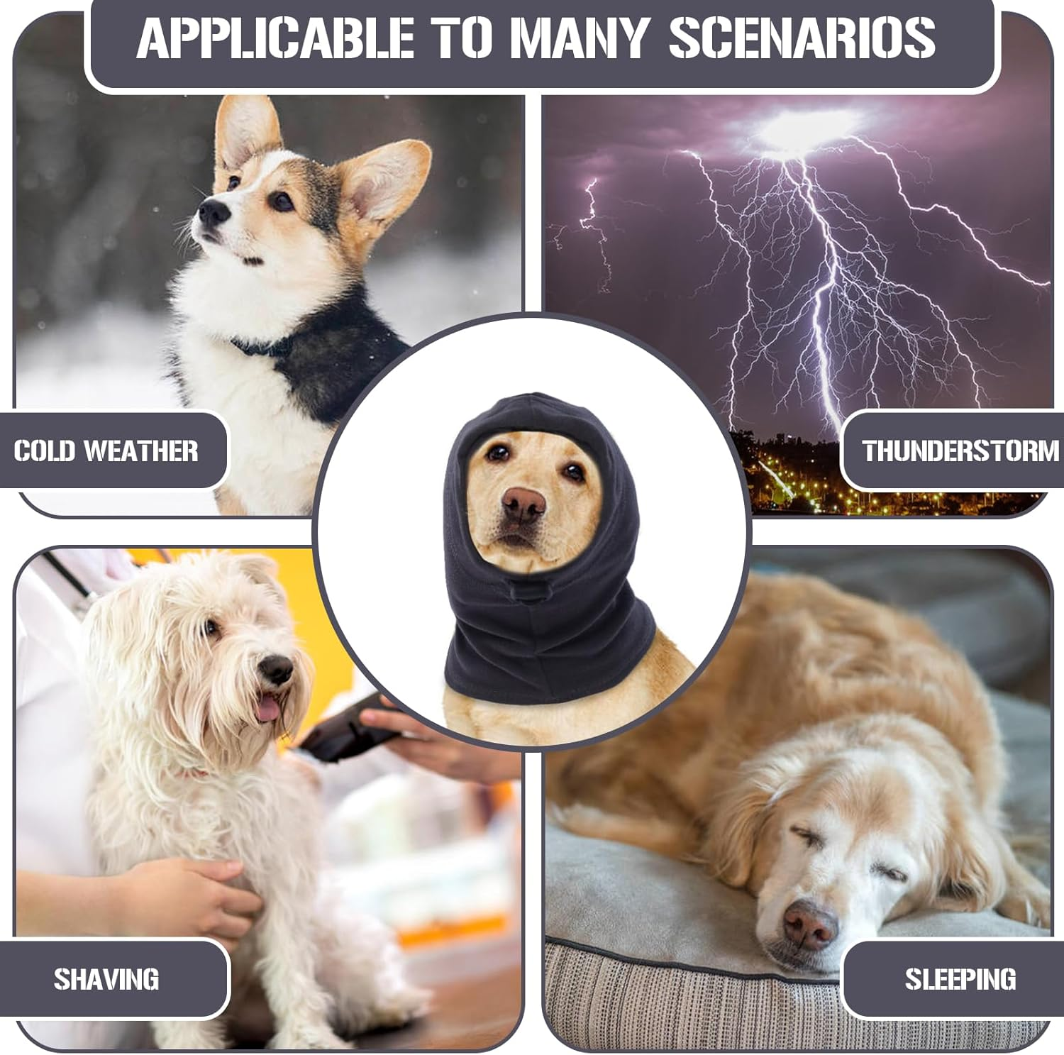 Dog Calming Hoodie - Elastic Breathable Dog Ear Care Snood with Adjustable Drawstring for Small Medium Large Dogs, Protects Ears from Infections, Prevents Anxiety & Ear Medication Loss image number 3