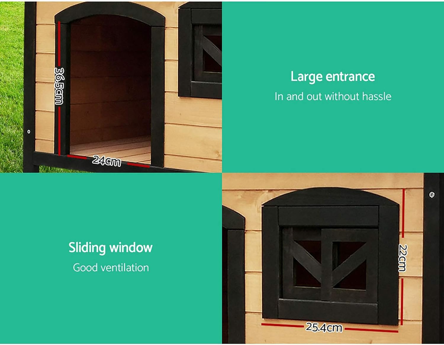 I.Pet Dog Kennel House, Large Kennels Portable Wooden Pet Puppy Houses Crate Cabin Outdoor Indoor Garden Pets Furniture, Uv-Resistant Durable Heavy Duty Multicoloured