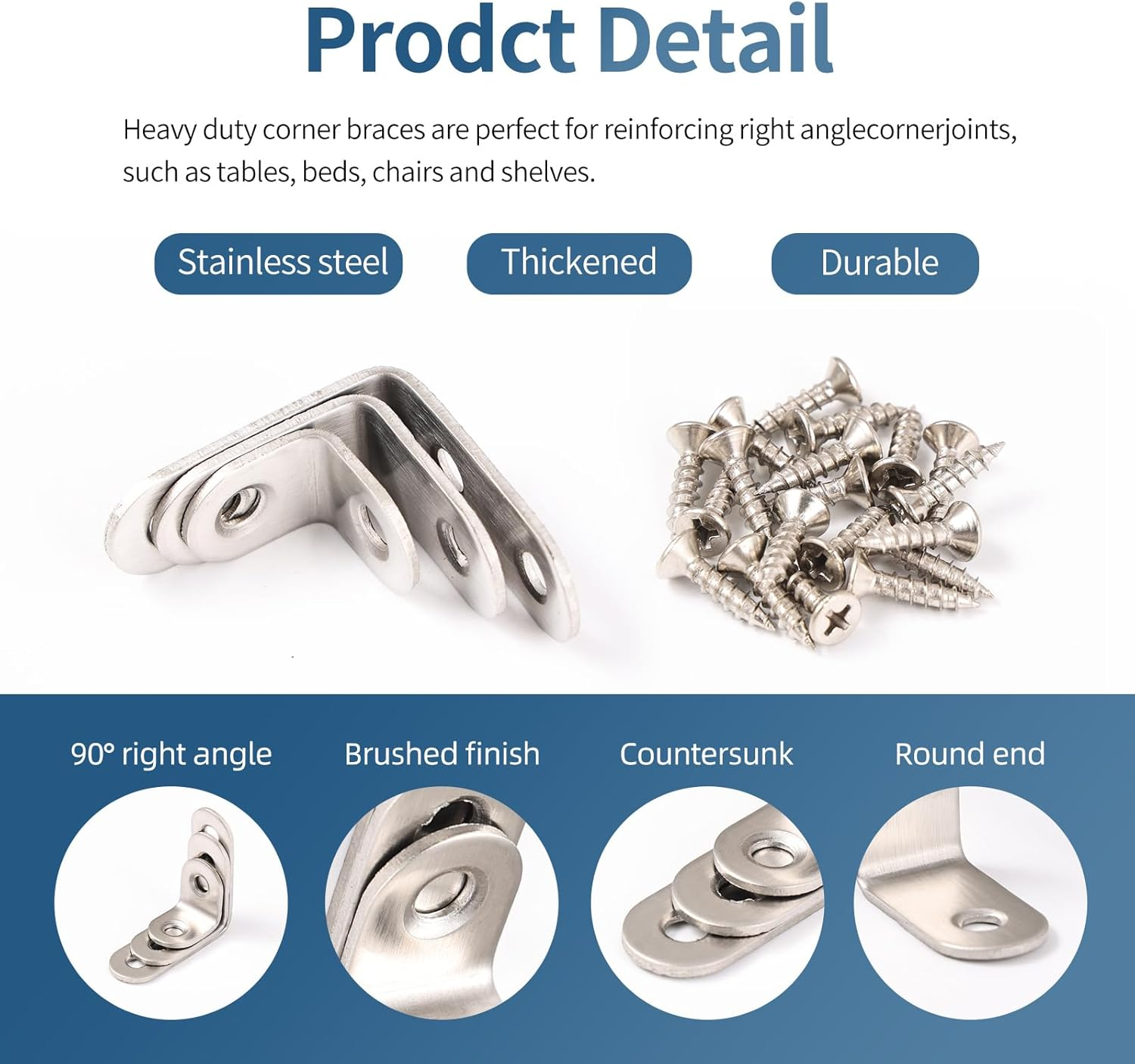 20PCS Silvery Stainless Steel Shelf Bracket,Joint Right Angle Bracket,L Corner Bracket , Heavy Duty Metal Corner Brace Shelf Supporter Aufuga,Shelves Wall Hanging Bracket with Screws image number 1