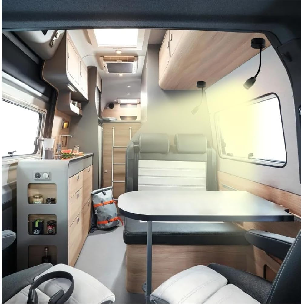 12V RV Reading Light LED Bedside Light Spotlight with 5V/2A USB Charging Port Dual Lighting Mode Touch Dimmable Flexible Gooseneck Wall Lamp for Boat, Motorhome, Camper Caravan Van (2PACK) image number 5