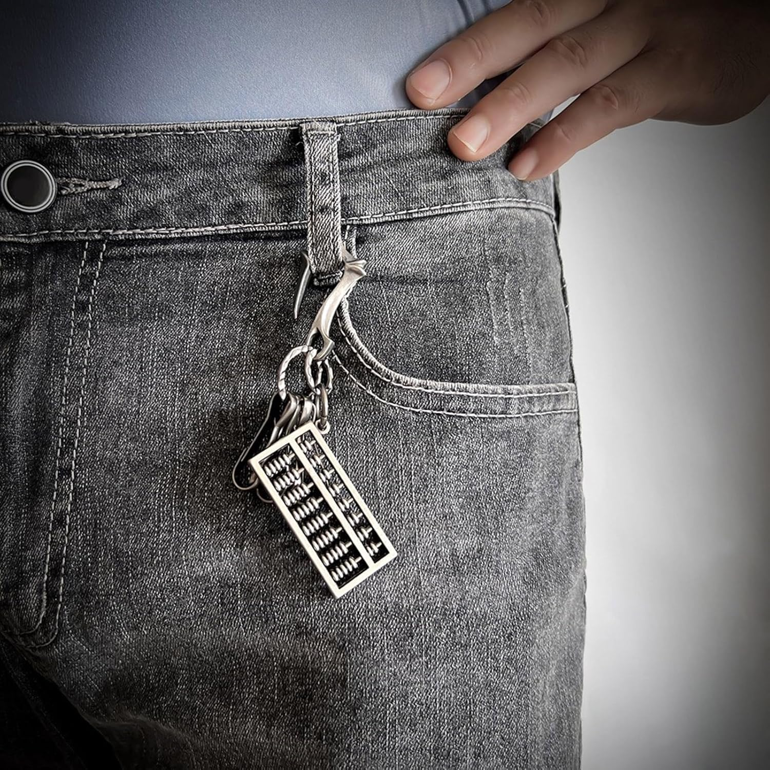 Oxtxuzdm Vintage Metal Abacus Pendant Keychain Zn Alloy Hanging Ornament Retro Design Wallet Men Women Pendant Holder - Copper image number 5
