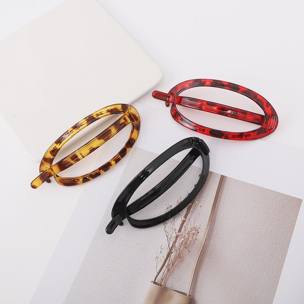 Plain Oval Metal Free Hair Barrette Clips Women Hair Accessories (Red, One Size)