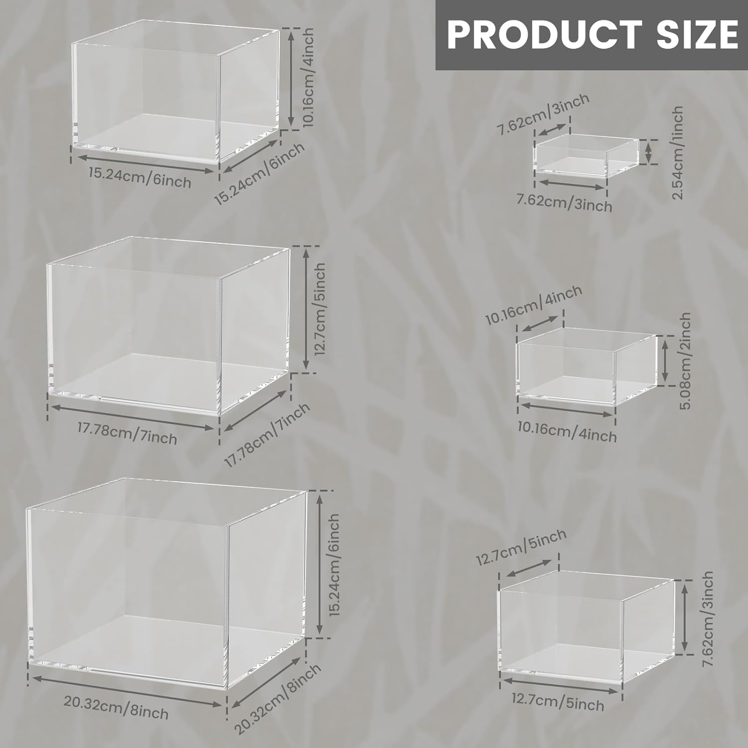 6 Pcs Acrylic Box with Hollow Bottom 6 Different Sizes Buffet Risers Stackable Buffet Stands Reusable Food Stands for Party Buffet Table (Clear(3 + 4 + 5 + 6 + 7 + 8 Inch )) - Clear image number 6