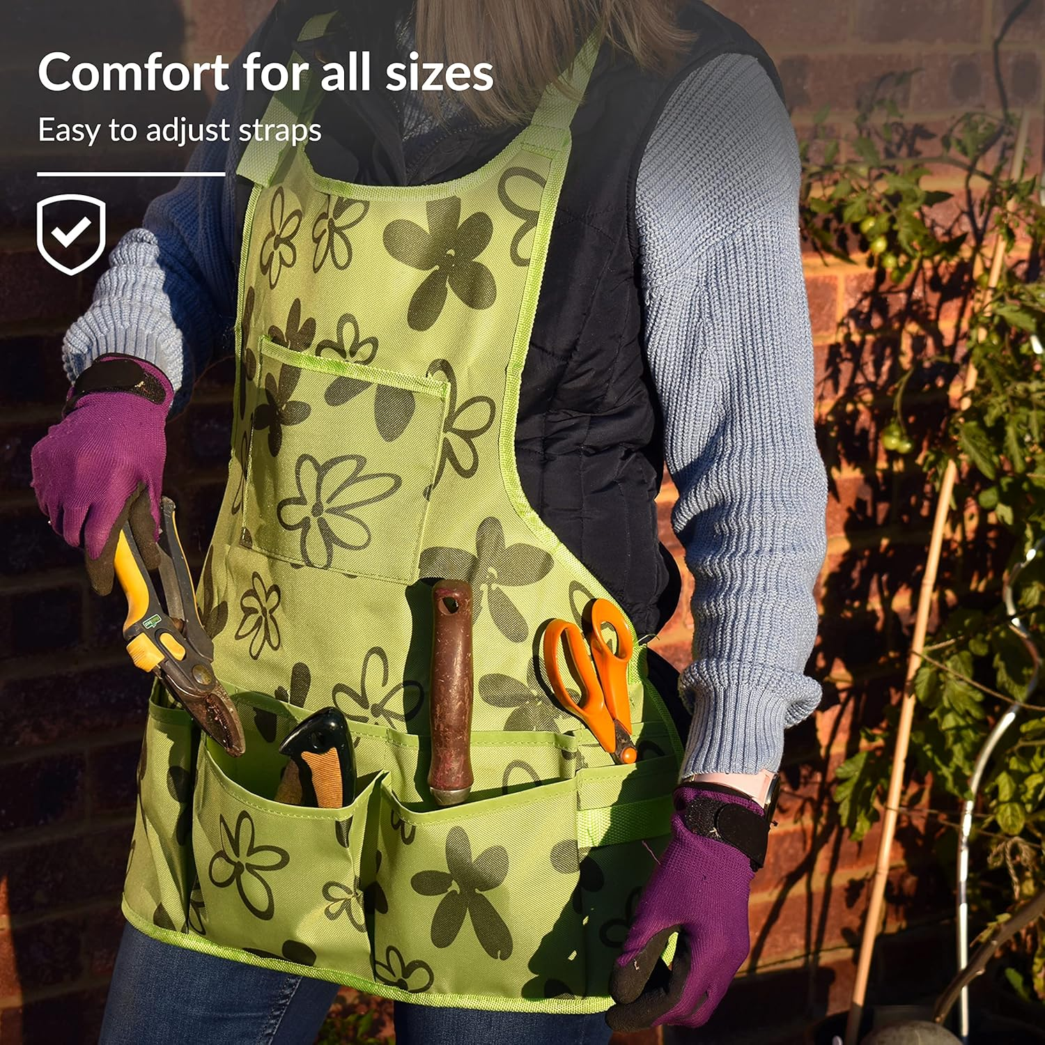 Green Thumbz Oxford Cloth Gardening Apron - 14 Pockets Waterproof Garden Aprons for Women with Pockets - Multipurpose Aprons for Gardening, Cooking, Cleaning and Woodworking - Gardening Aprons image number 4