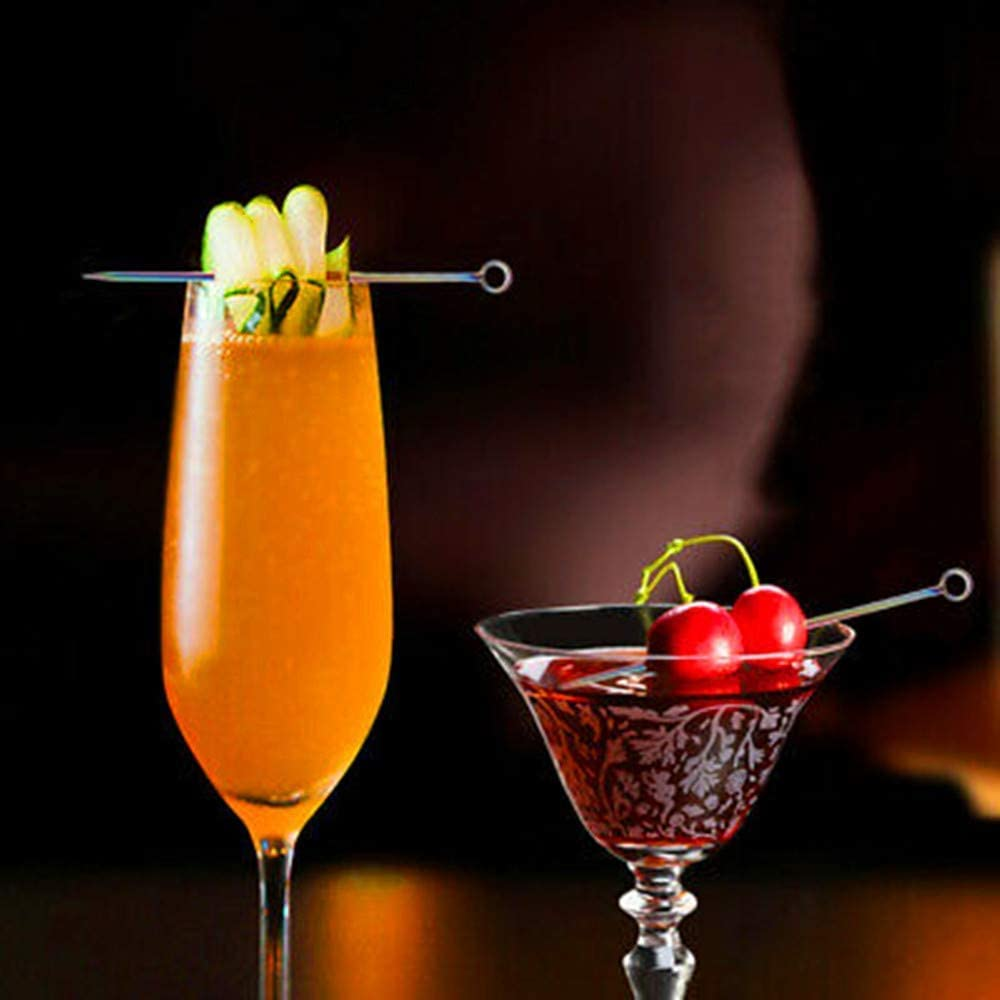 24Pcs Cocktail Picks, Betterjonny Stainless Steel Martini Reusable Sandwich Sticks Appetizer Toothpicks Fruit Stick Metal Cocktail Skewers for Party Home Bar image number 4