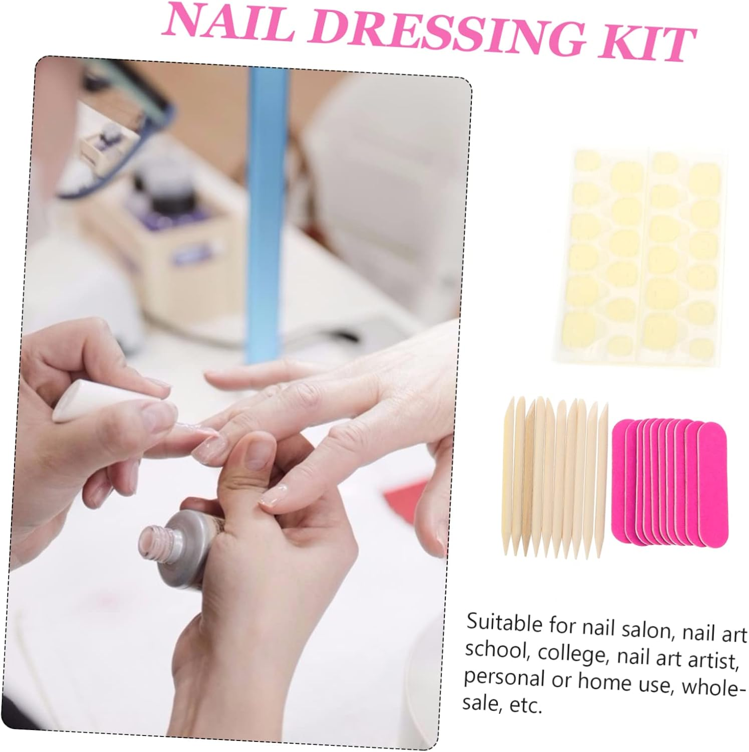 DONFAMDS 40Pcs Manicure Kit False Nails Nail Stickers Files for Diy Home Salon Use image number 4
